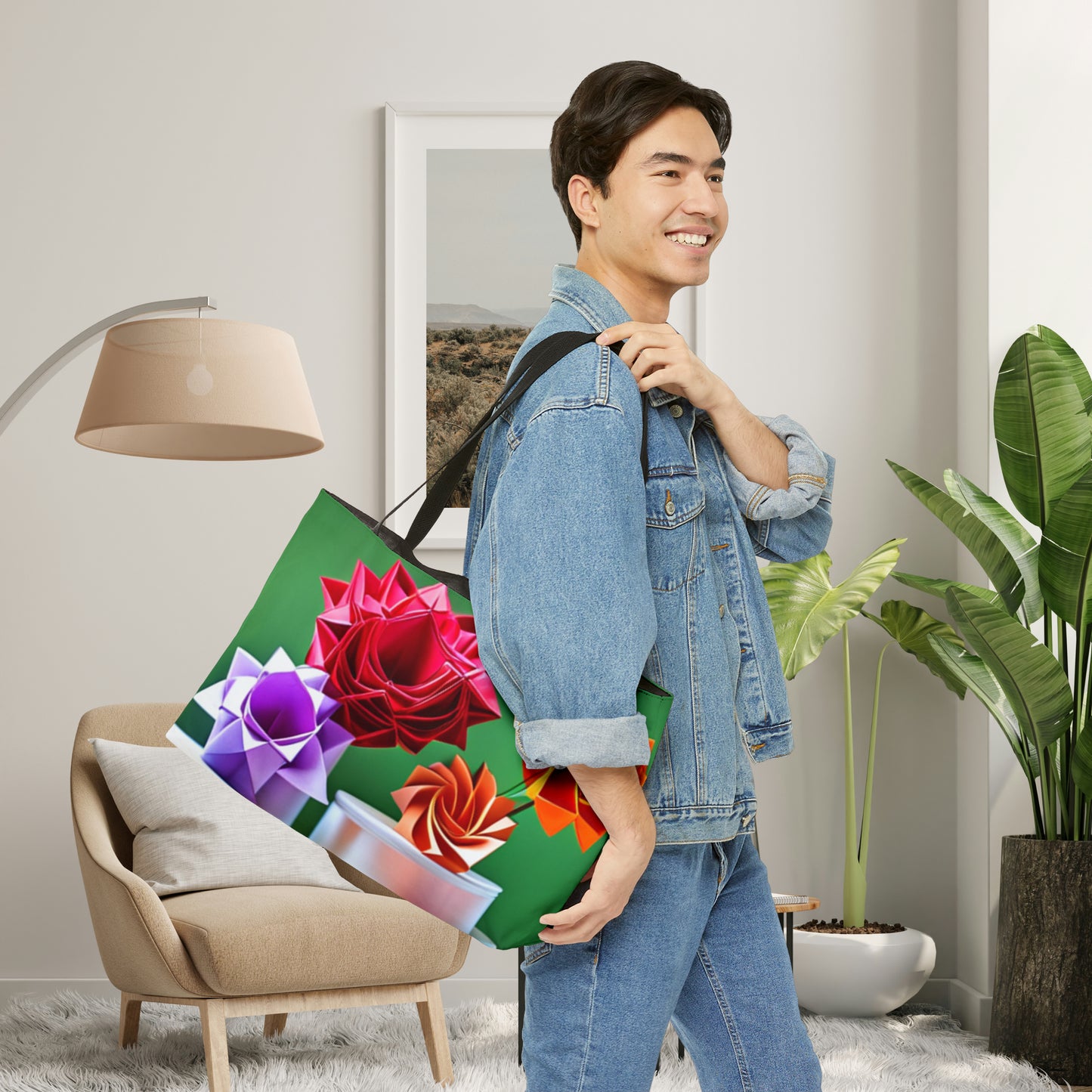 Rose Origami Weekender Tote Bag