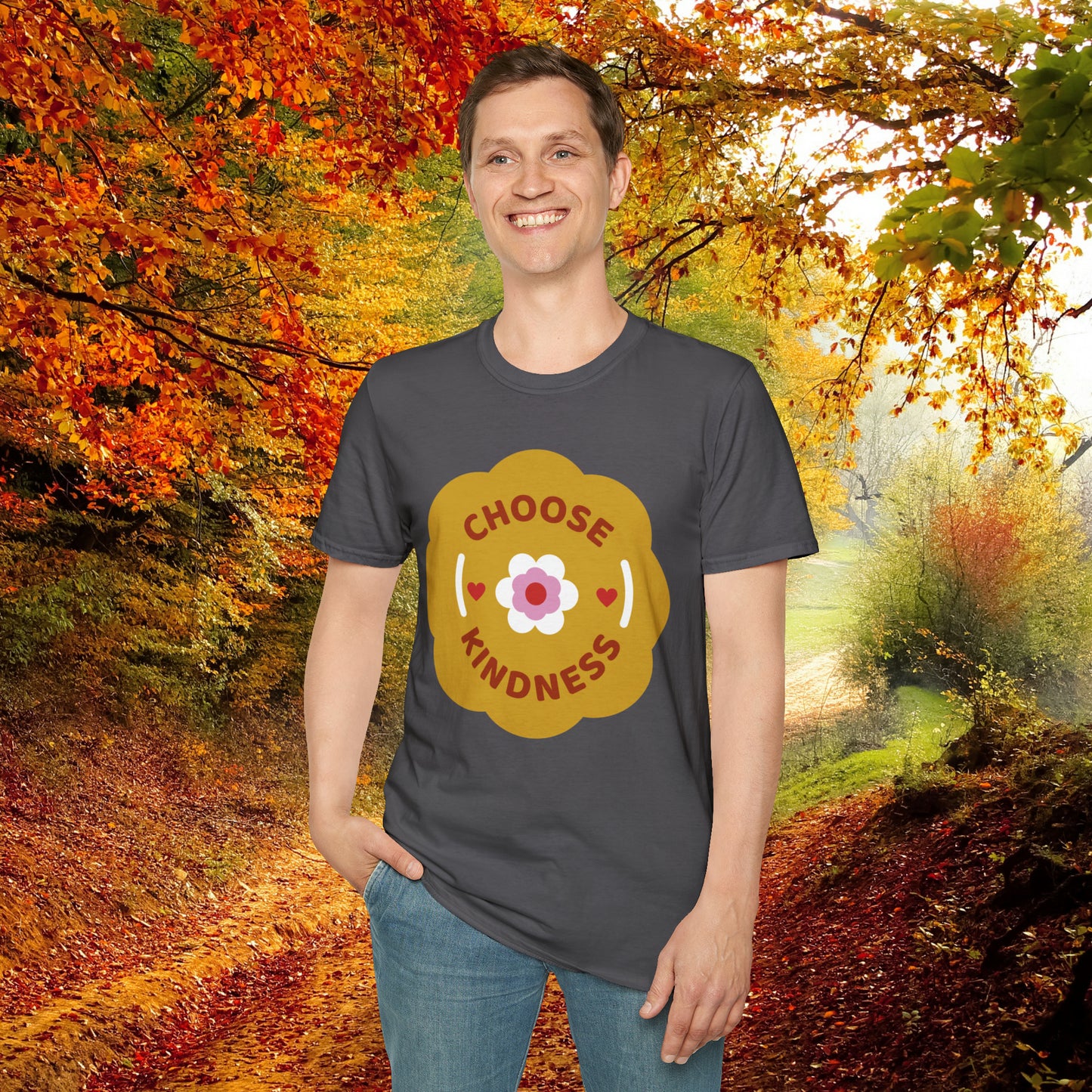 Flowery “CHOOSE KINDNESS” message on the shirt for you! This is a Unisex Softstyle T-Shirt.
