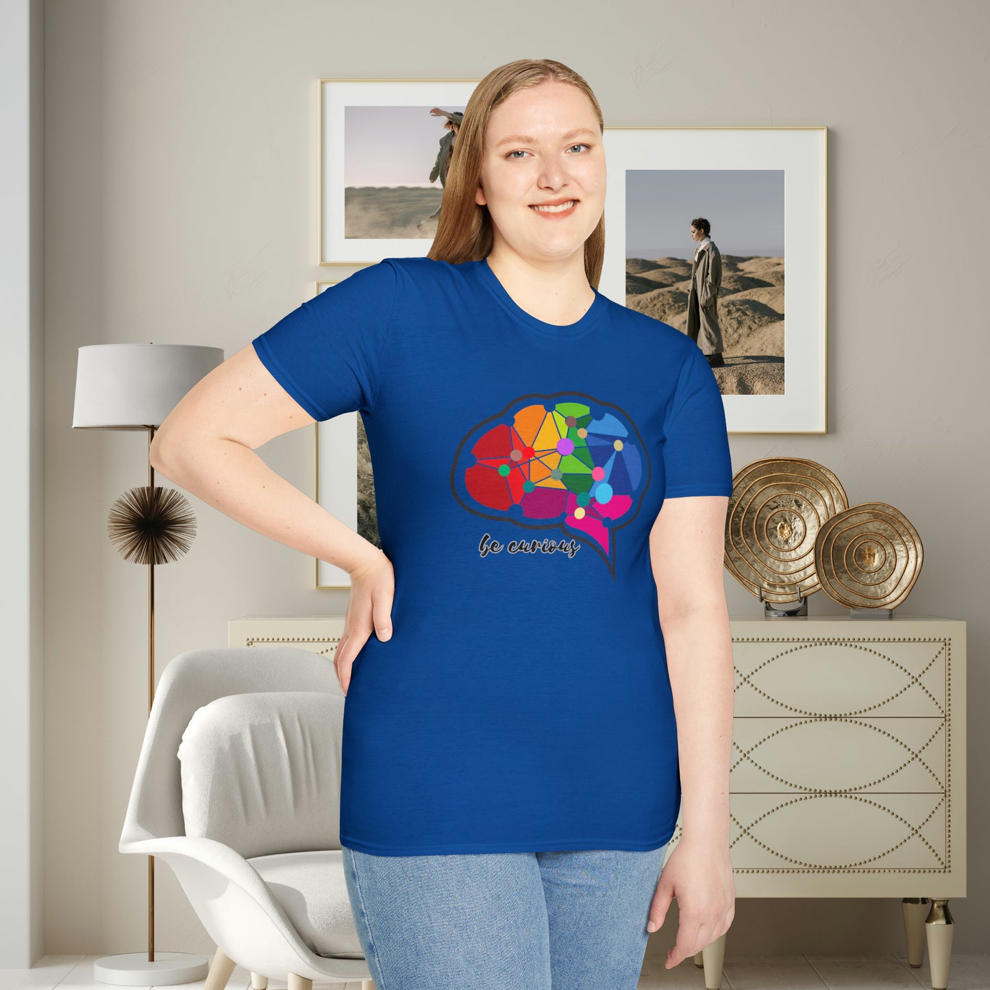 A beautiful brain takes the time to “be curious”. Check out the different colors as the design may change based on the shirt color. This is a Unisex Softstyle T-Shirt.