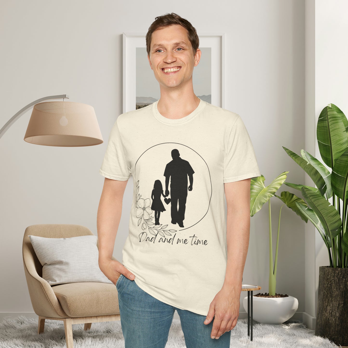 Sweet “Dad and me time” on this Unisex Softstyle T-Shirt. Celebrate Dads taking time to be Dads!