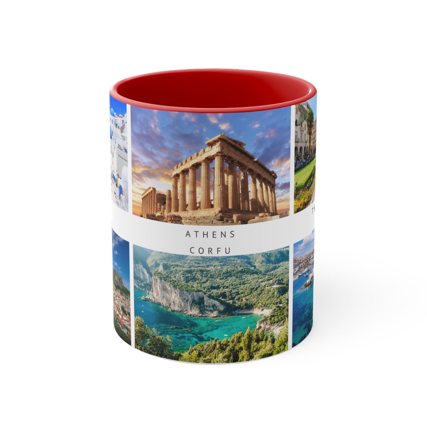 Greece! This Travel Accent Coffee Mug is a part of a Travel Series for you to choose from. 11oz. Great as a gift or get one to enjoy yourself.