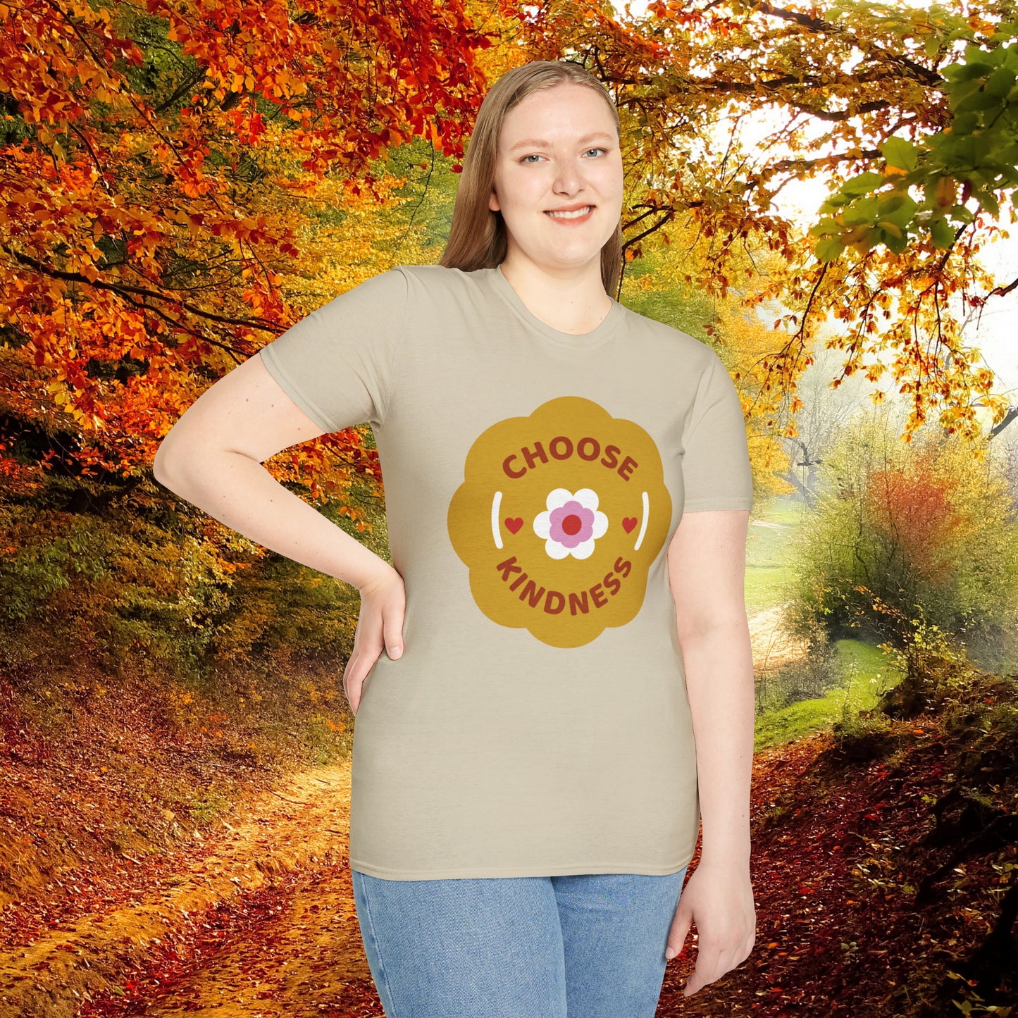 Flowery “CHOOSE KINDNESS” message on the shirt for you! This is a Unisex Softstyle T-Shirt.