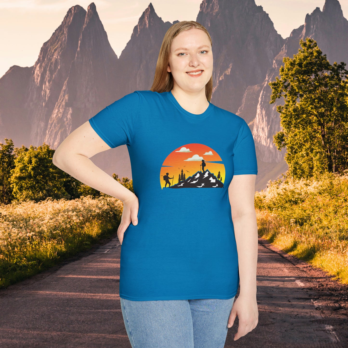Great shirt for that hiker who just loves to be outdoors to climb mountains or be one with nature on this Unisex Softstyle T-Shirt.