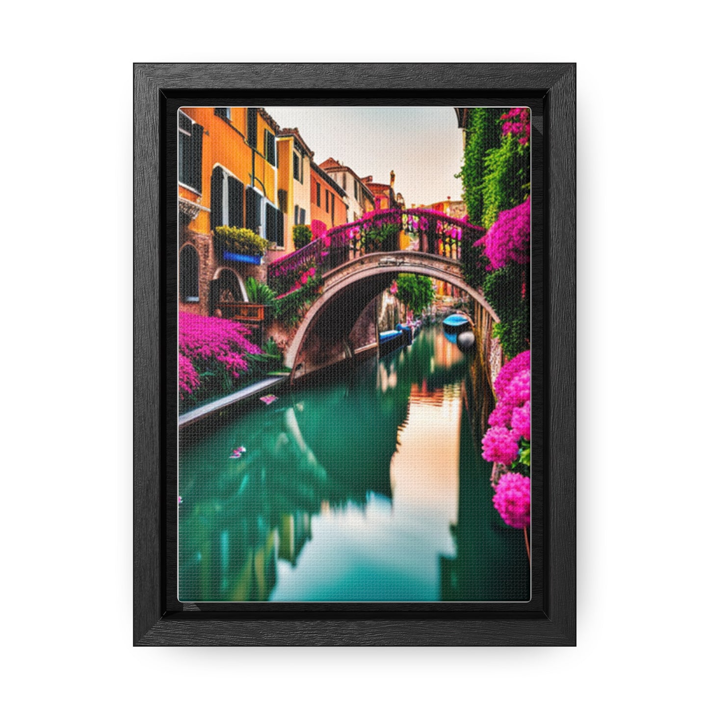 A colorful Venice inspired depiction on this gallery canvas wrap with vertical frame. Sizes vary.