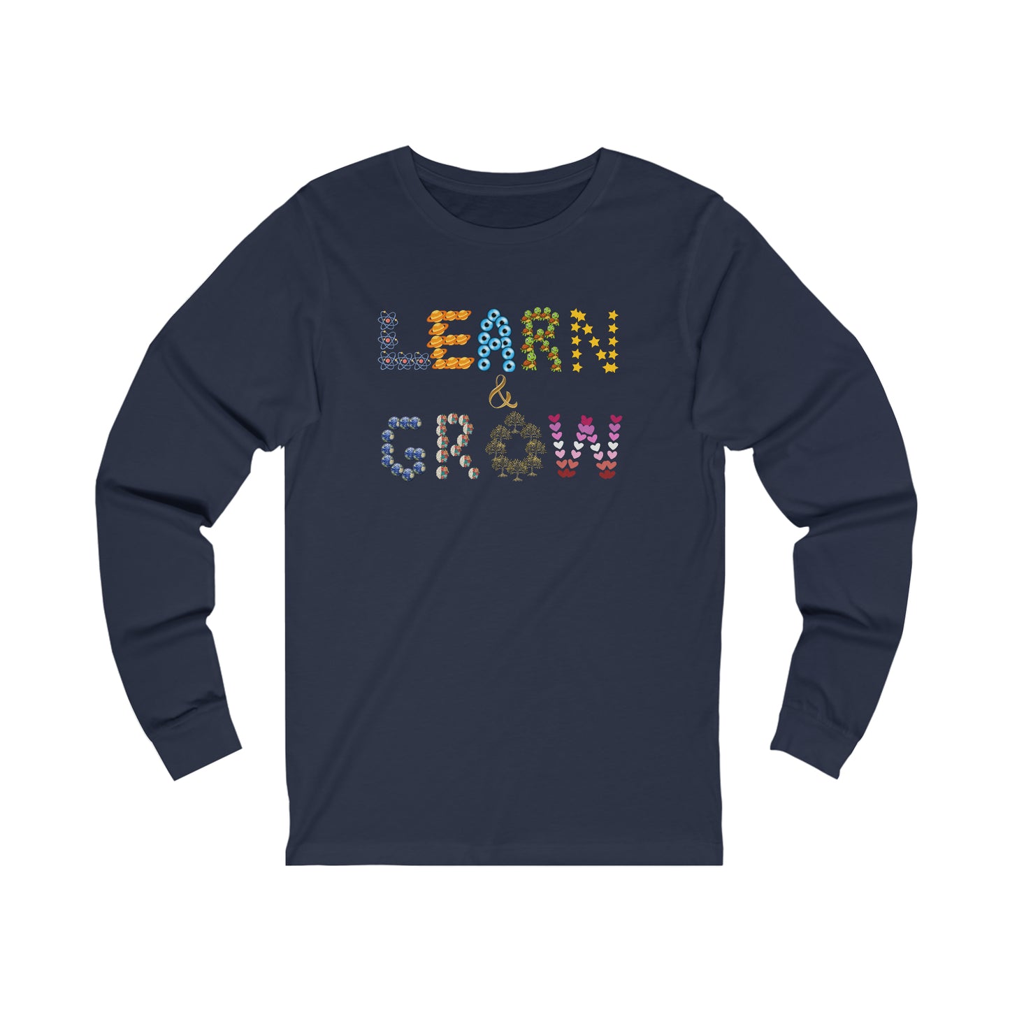 Fun and creative LEARN & GROW Unisex Jersey Long Sleeve Tee.