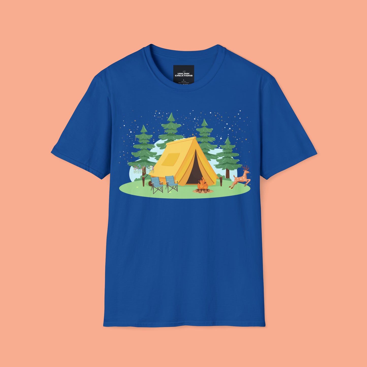 Camping can be so much fun! A happy place for many of us. Love of the great outdoors inspired design on this Unisex Softstyle T-Shirt.