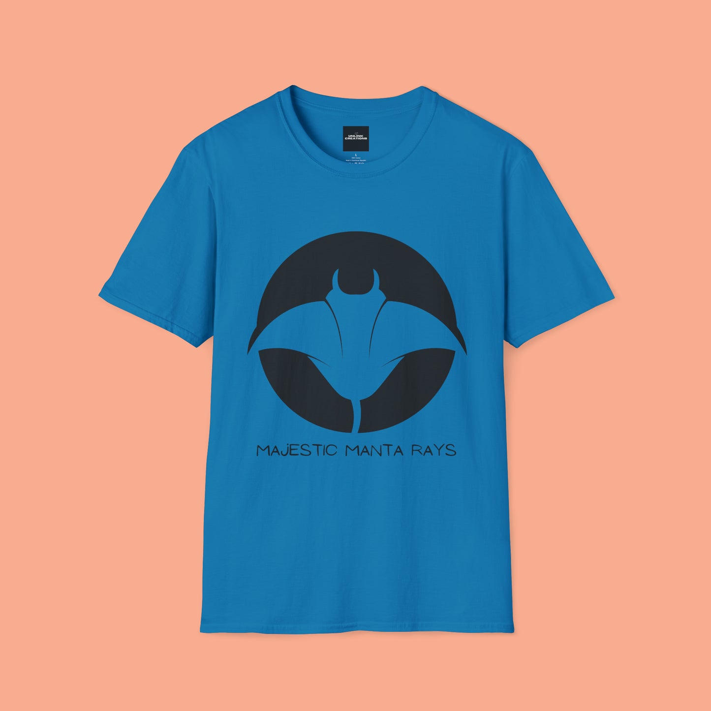 Black and white Majestic Manta Rays Design on this Unisex Softstyle T-Shirt. These giants seemingly fly through the water so gracefully, just watch and don’t touch.