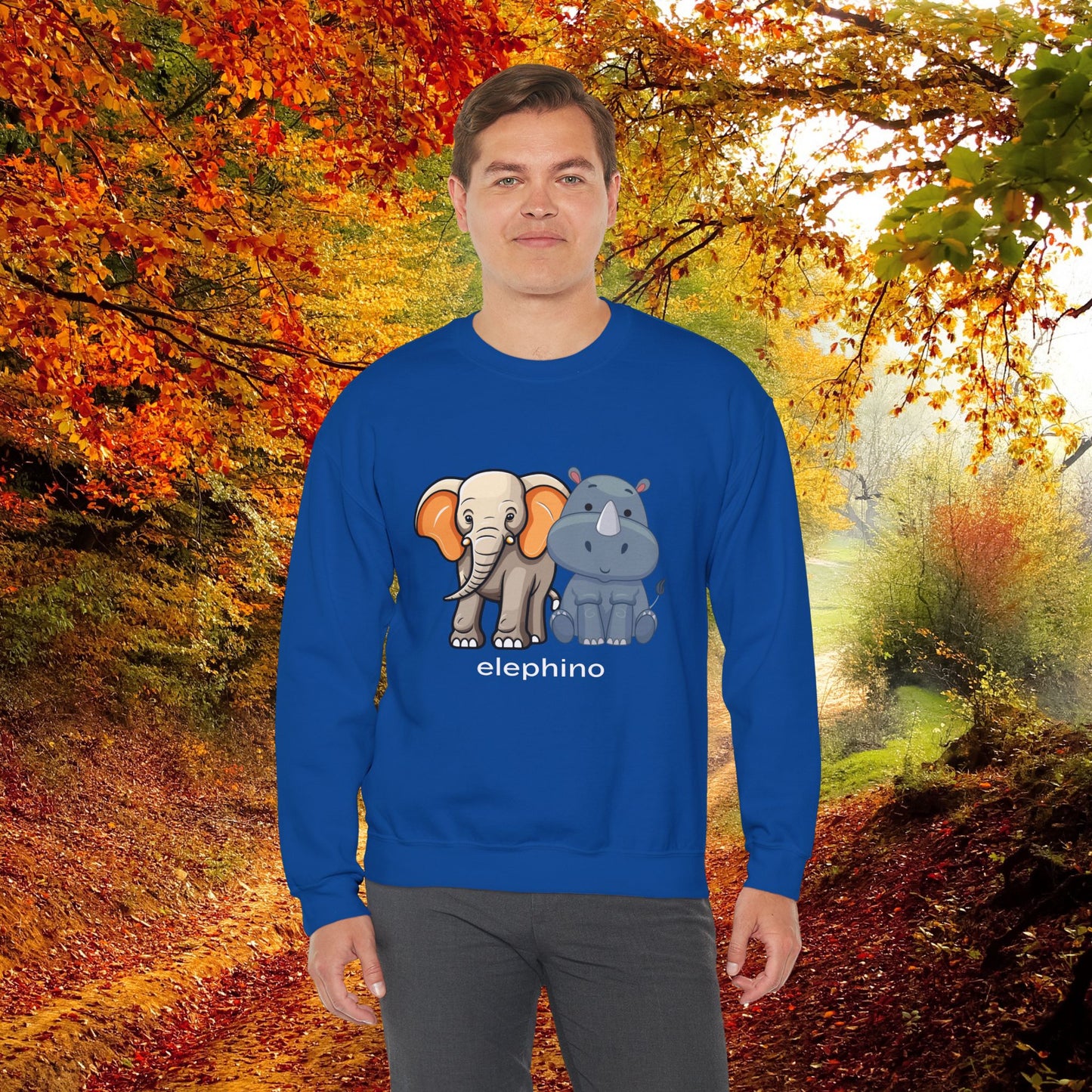 Funny Wildlife Elephino Crewneck Sweatshirt