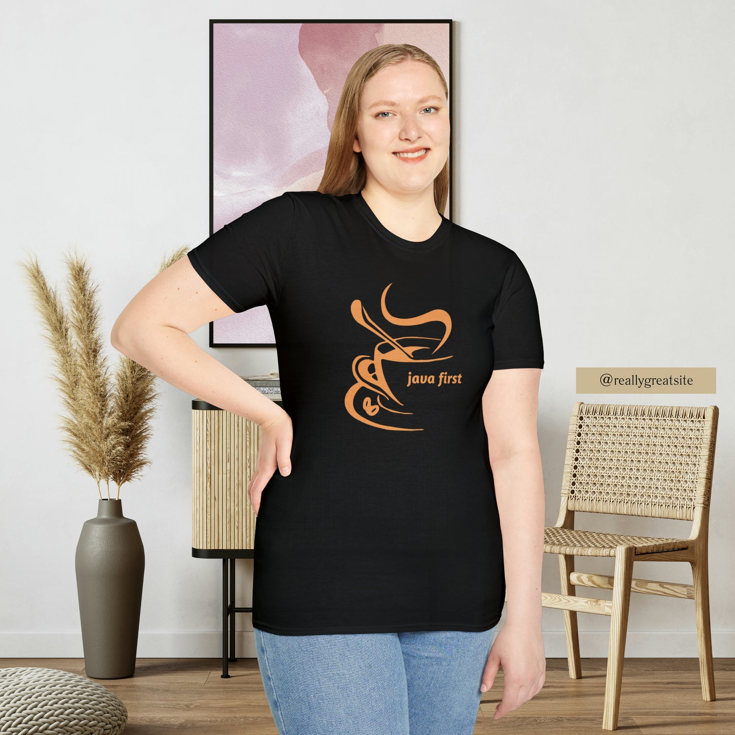 A simple and elegant design for that “java first” on this Unisex Softstyle T-Shirt design.