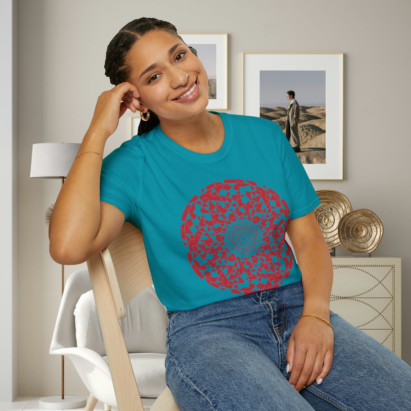 Abstract and beautiful design on this shirt for you. This is a Unisex Softstyle T-Shirt.