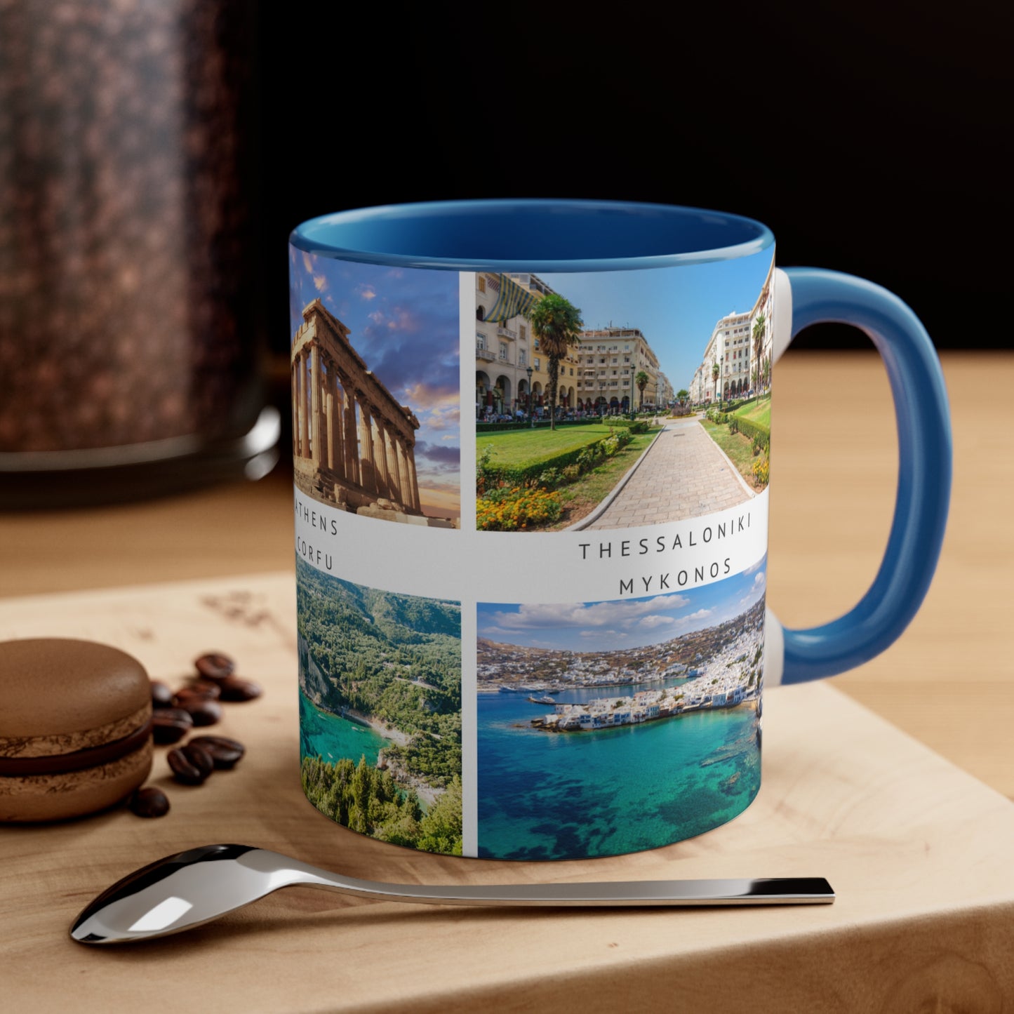 Greece! This Travel Accent Coffee Mug is a part of a Travel Series for you to choose from. 11oz. Great as a gift or get one to enjoy yourself.