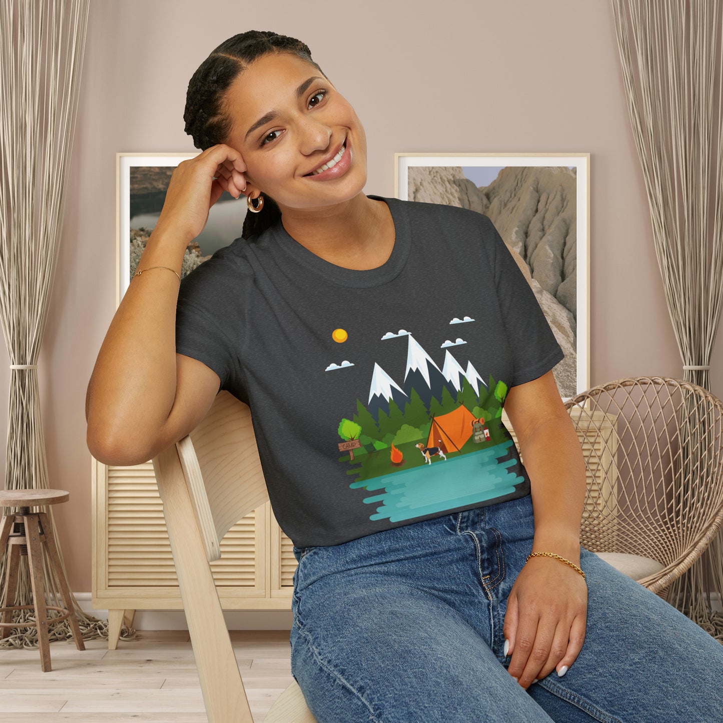 Love camping in the great outdoors? This is a shirt just for you! This is a Unisex Softstyle T-Shirt.