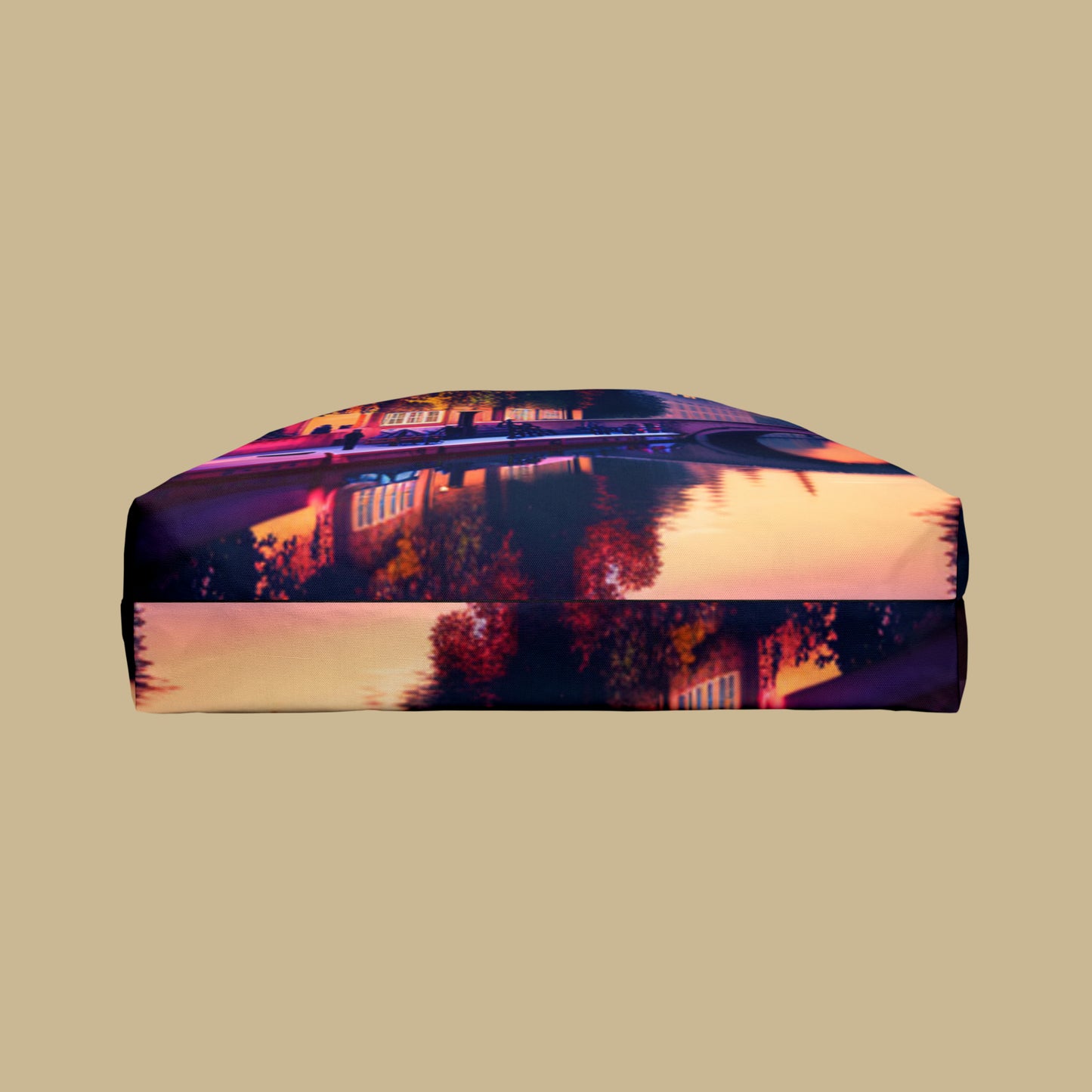 European street by a canal at dusk inspired design on this Weekender Tote Bag.