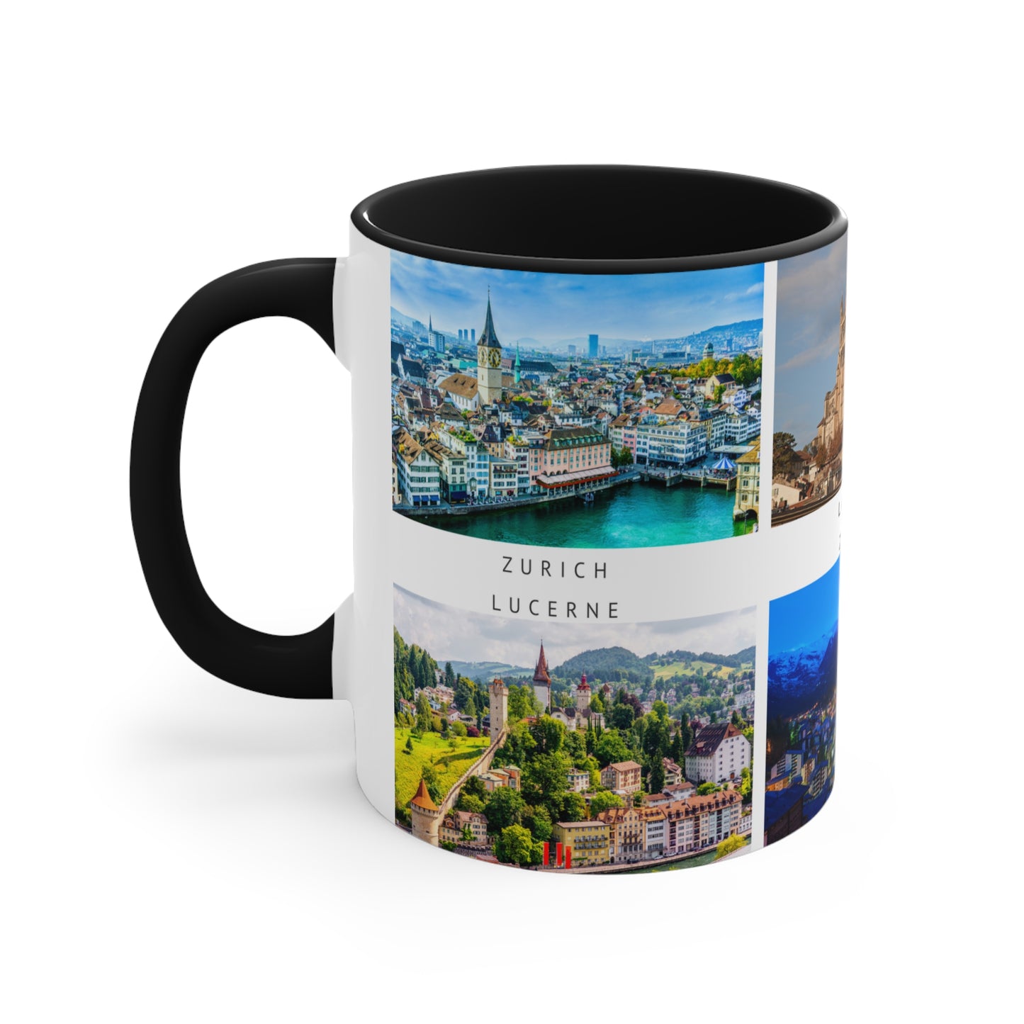 Switzerland! This Travel Accent Coffee Mug is a part of a Travel Series for you to choose from. 11oz. Great as a gift or get one to enjoy yourself.