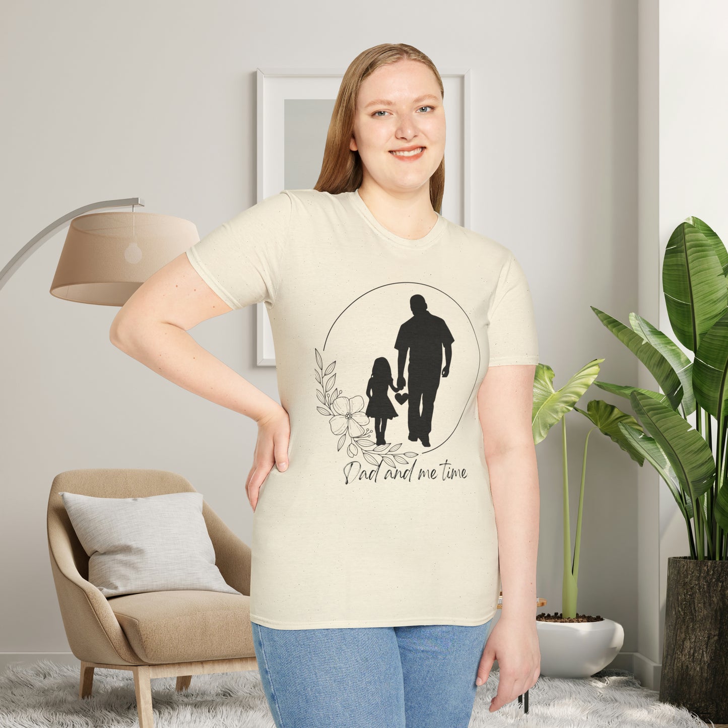 Sweet “Dad and me time” on this Unisex Softstyle T-Shirt. Celebrate Dads taking time to be Dads!