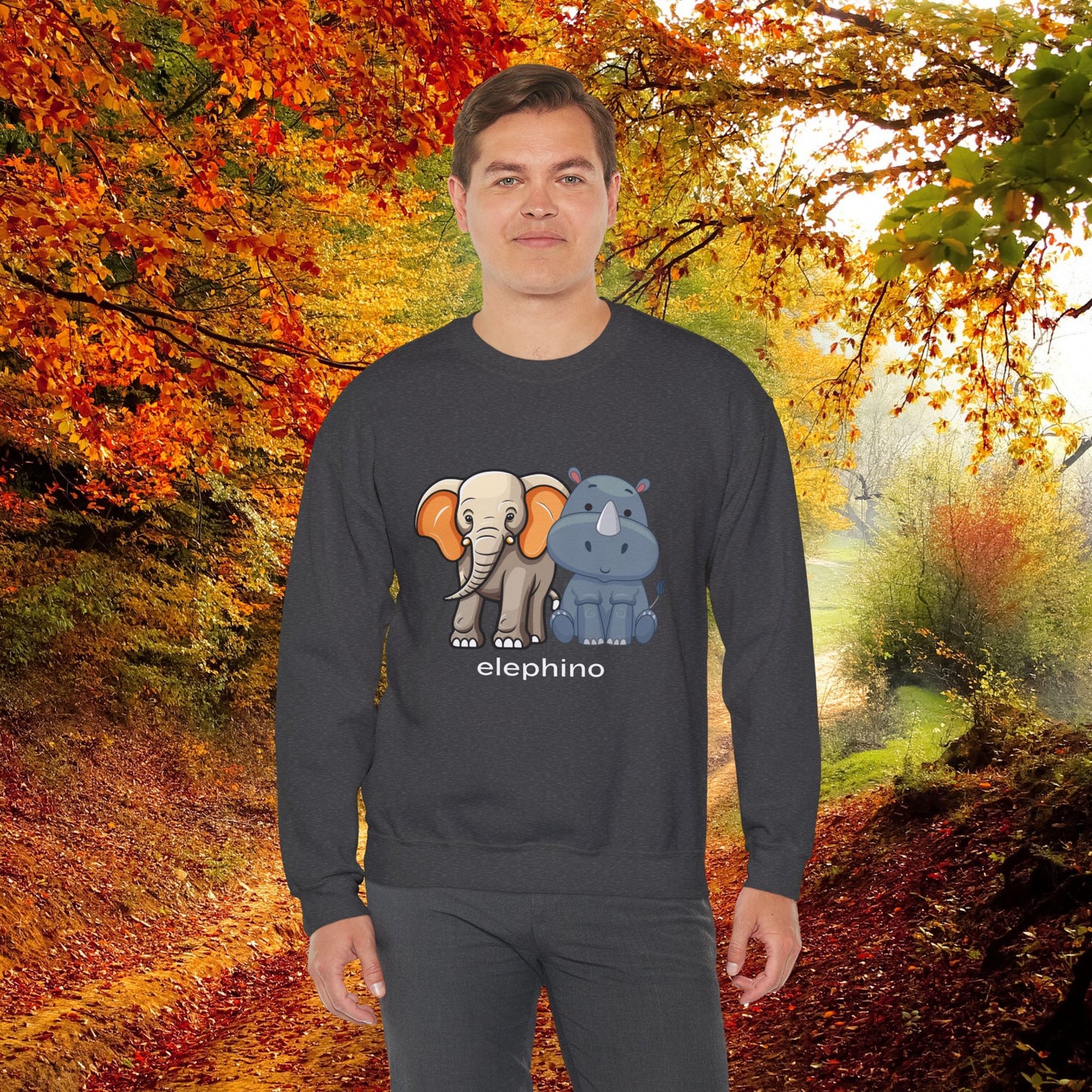 Funny Wildlife Elephino Crewneck Sweatshirt