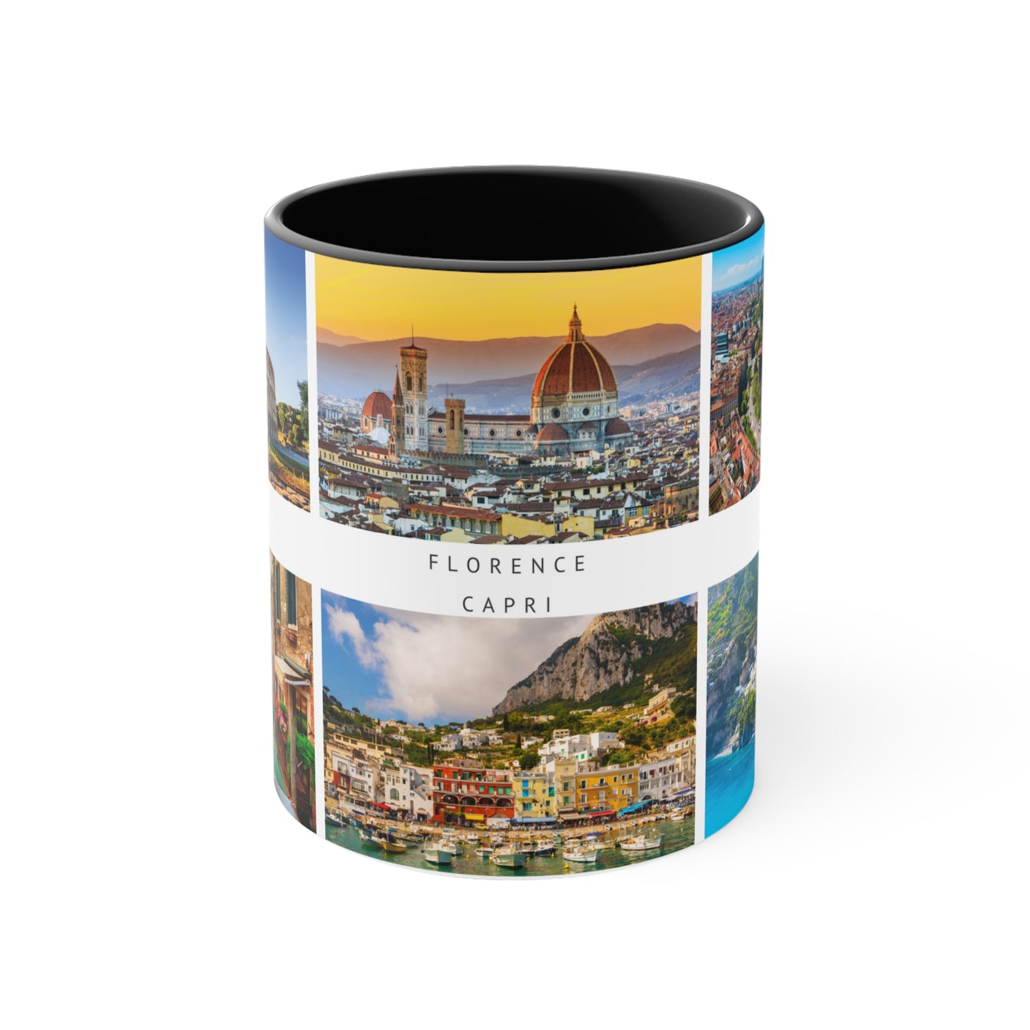 Italy! This Travel Accent Coffee Mug is a part of a Travel Series for you to choose from. 11oz. Great as a gift or get one to enjoy yourself.