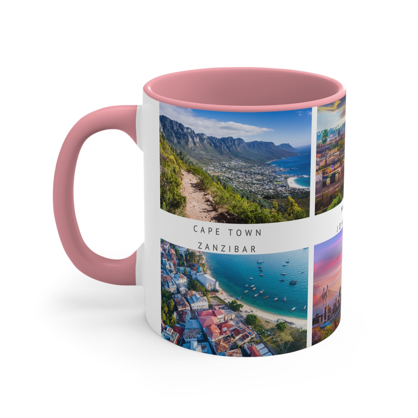 Africa! This Travel Accent Coffee Mug is a part of a Travel Series for you to choose from. 11oz. Great as a gift or get one to enjoy yourself.
