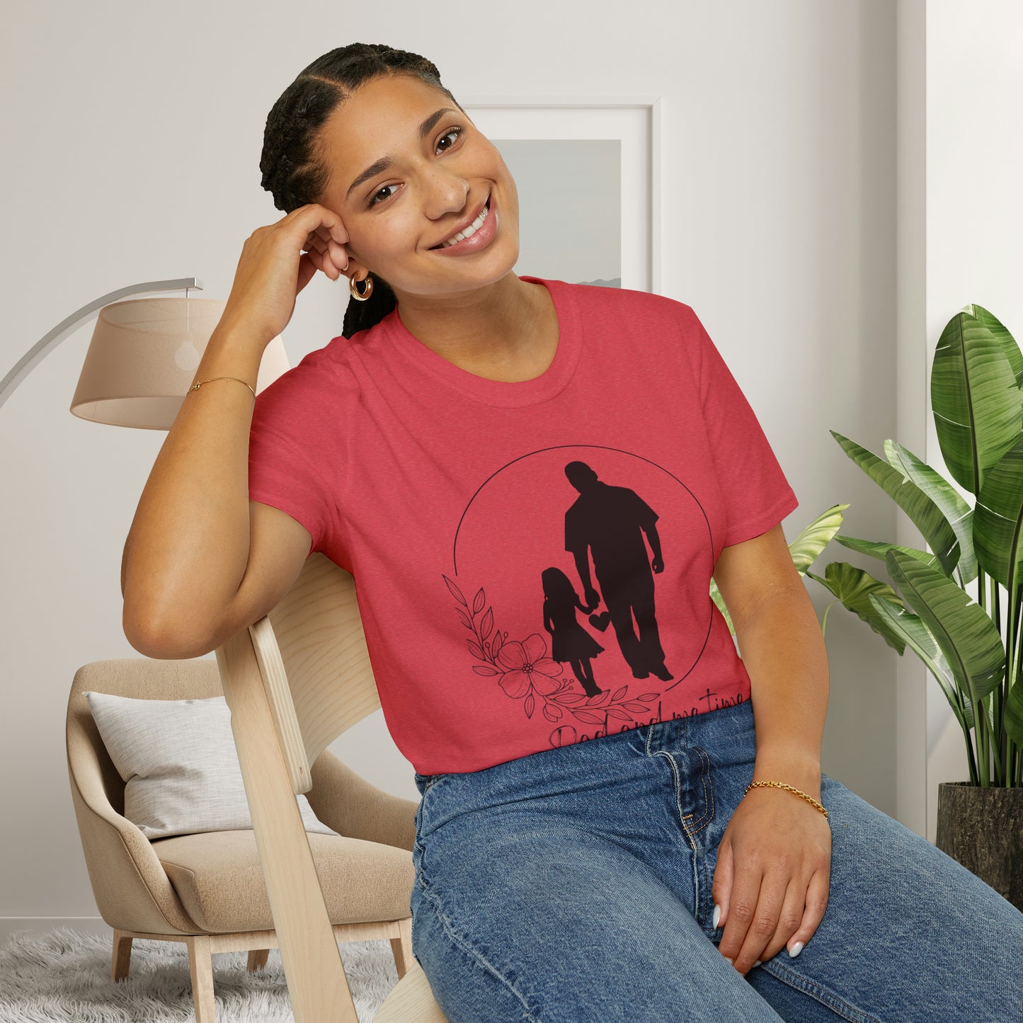 Sweet “Dad and me time” on this Unisex Softstyle T-Shirt. Celebrate Dads taking time to be Dads!