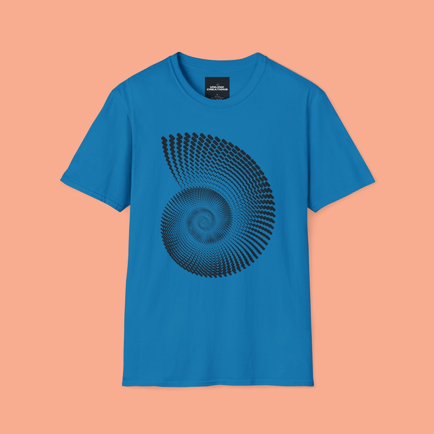 Black nautilus and shell inspired design to celebrate the beauty in nature on this Unisex Softstyle T-Shirt.