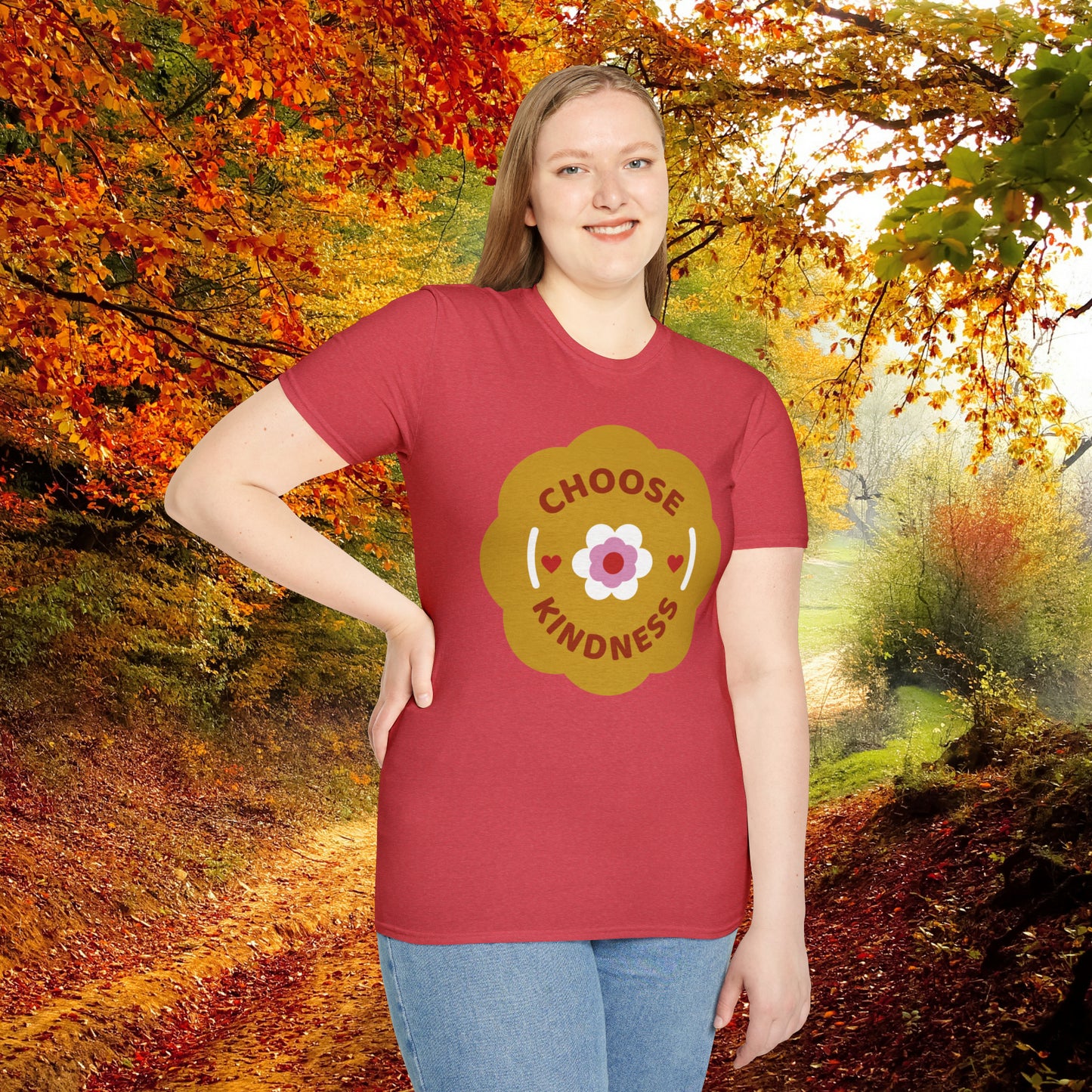 Flowery “CHOOSE KINDNESS” message on the shirt for you! This is a Unisex Softstyle T-Shirt.
