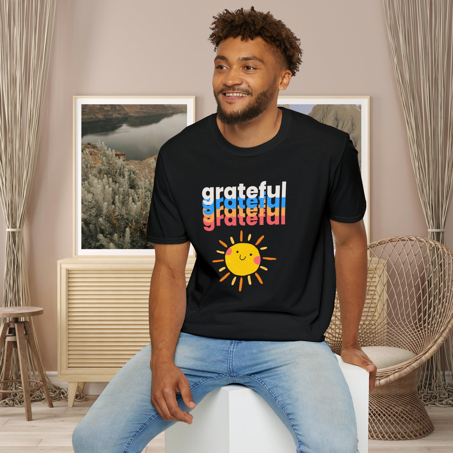 A grateful and sunny disposition Unisex Softstyle T-Shirt to brighten up your day!