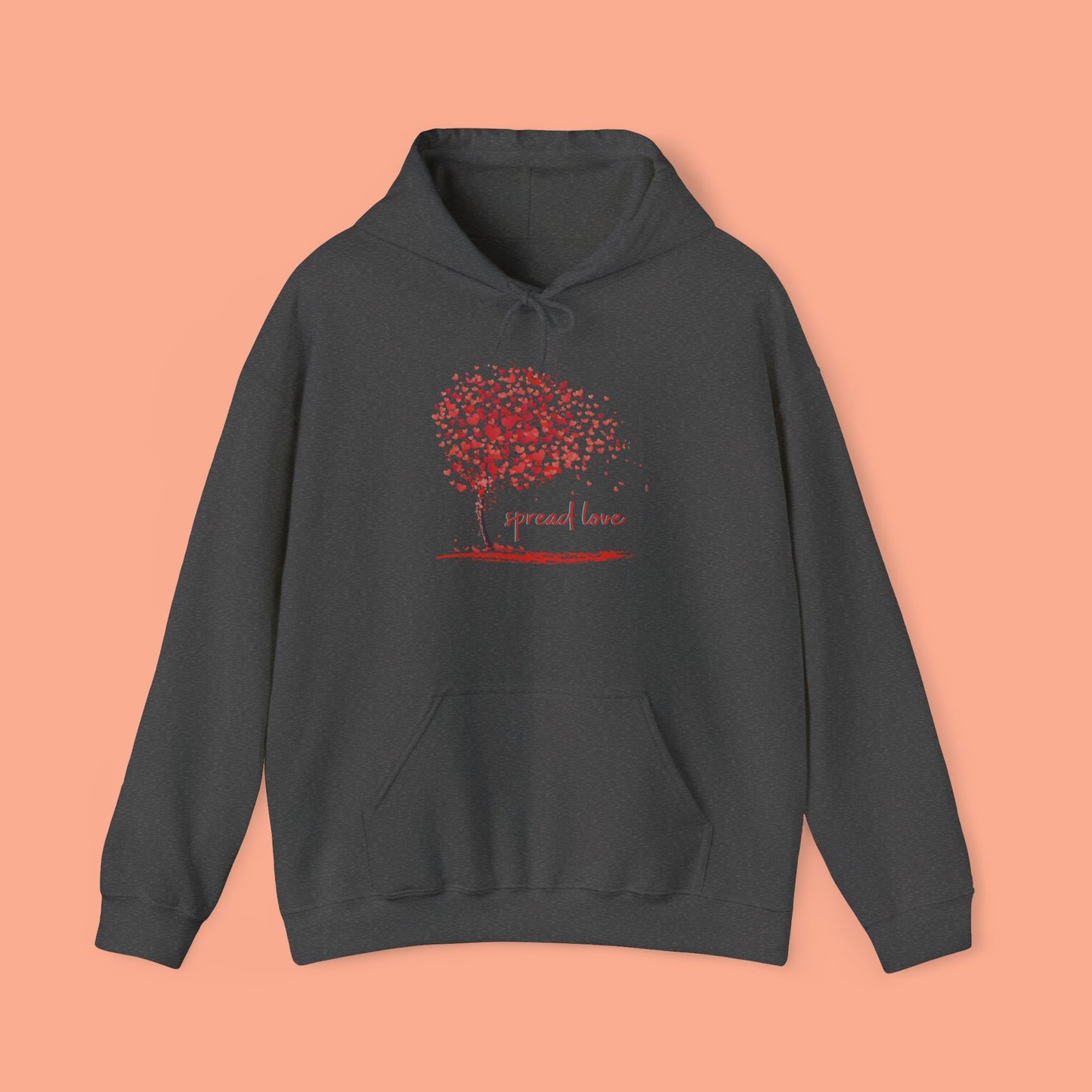 Spread love-heart filled tree Heavy Blend™ Hooded Sweatshirt
