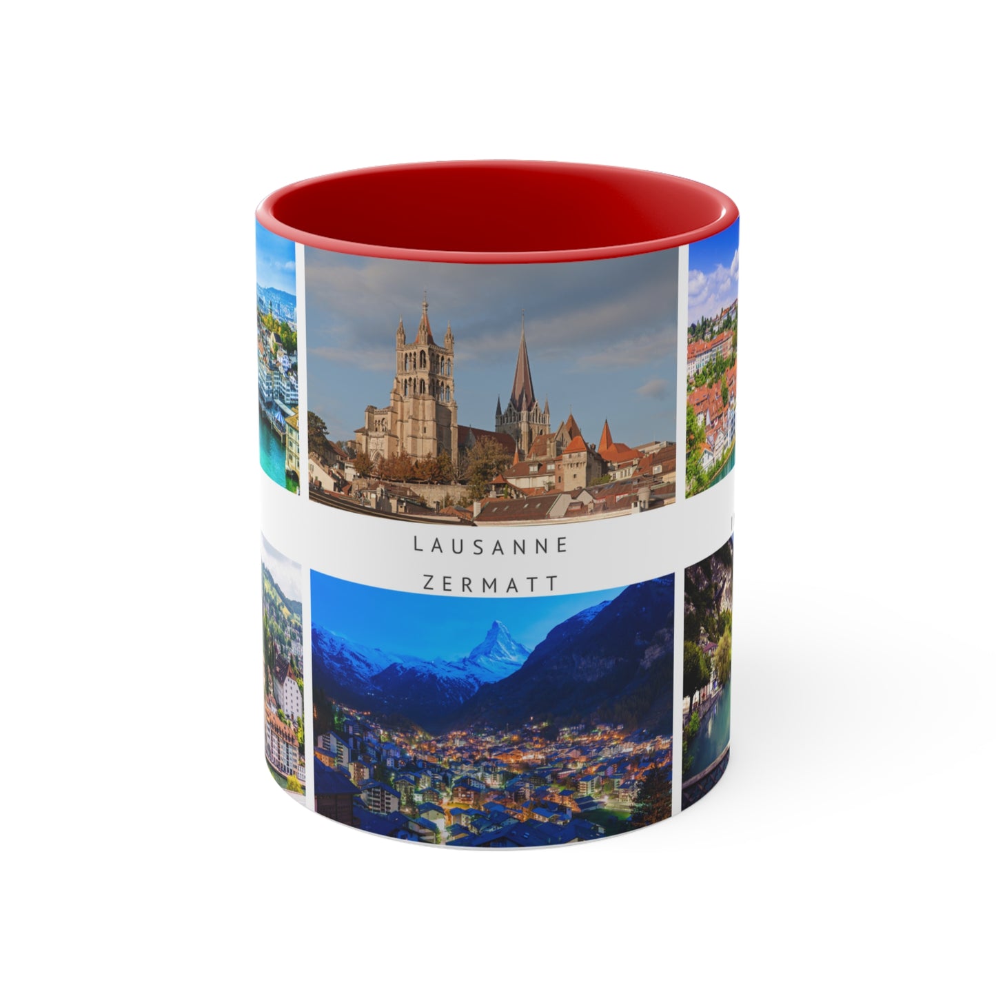 Switzerland! This Travel Accent Coffee Mug is a part of a Travel Series for you to choose from. 11oz. Great as a gift or get one to enjoy yourself.