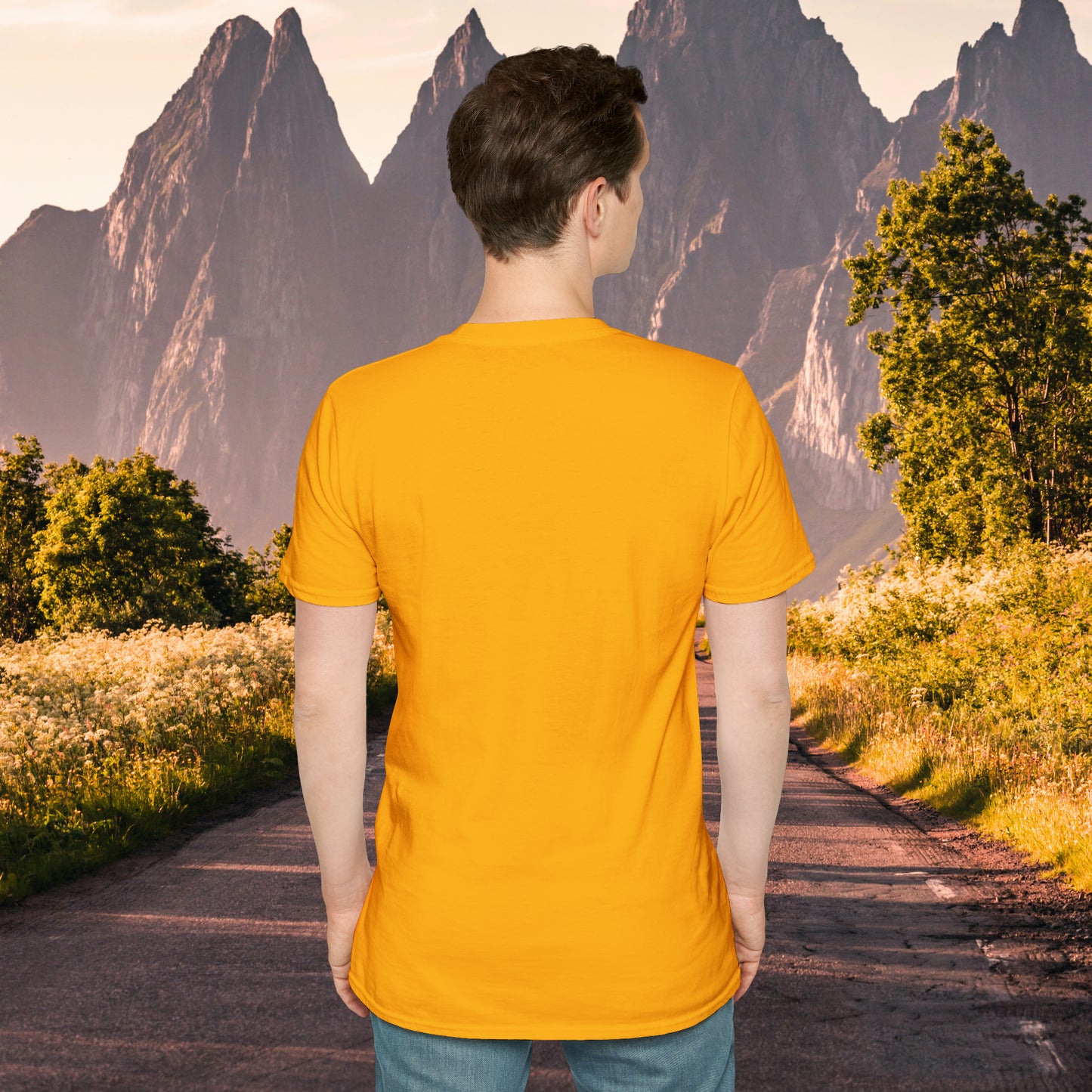 Beautifully strong tree with the moon as its backdrop on this Unisex Softstyle T-Shirt.