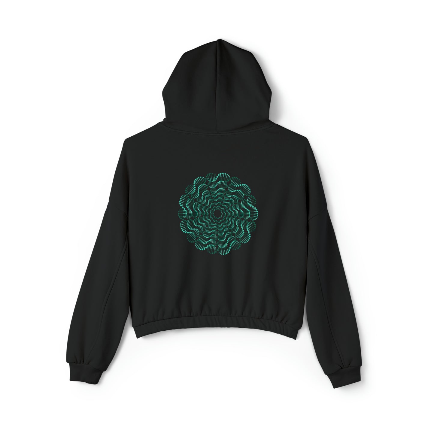Mesmerizing abstract design on the front and back of this Women's Cinched Bottom Hoodie.