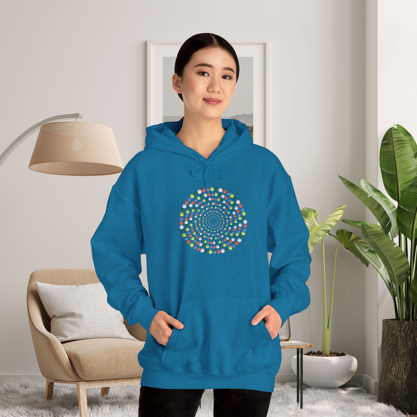 Hooded Sweatshirt - Colorful Marbles Design
