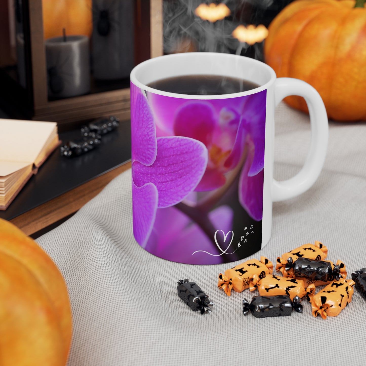 “I love you, Mom!” set on a colorful set of orchid blooms coffee mug says it all! Perfect for that very special woman in our lives.