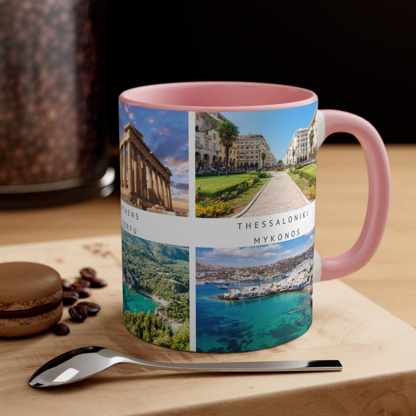 Greece! This Travel Accent Coffee Mug is a part of a Travel Series for you to choose from. 11oz. Great as a gift or get one to enjoy yourself.