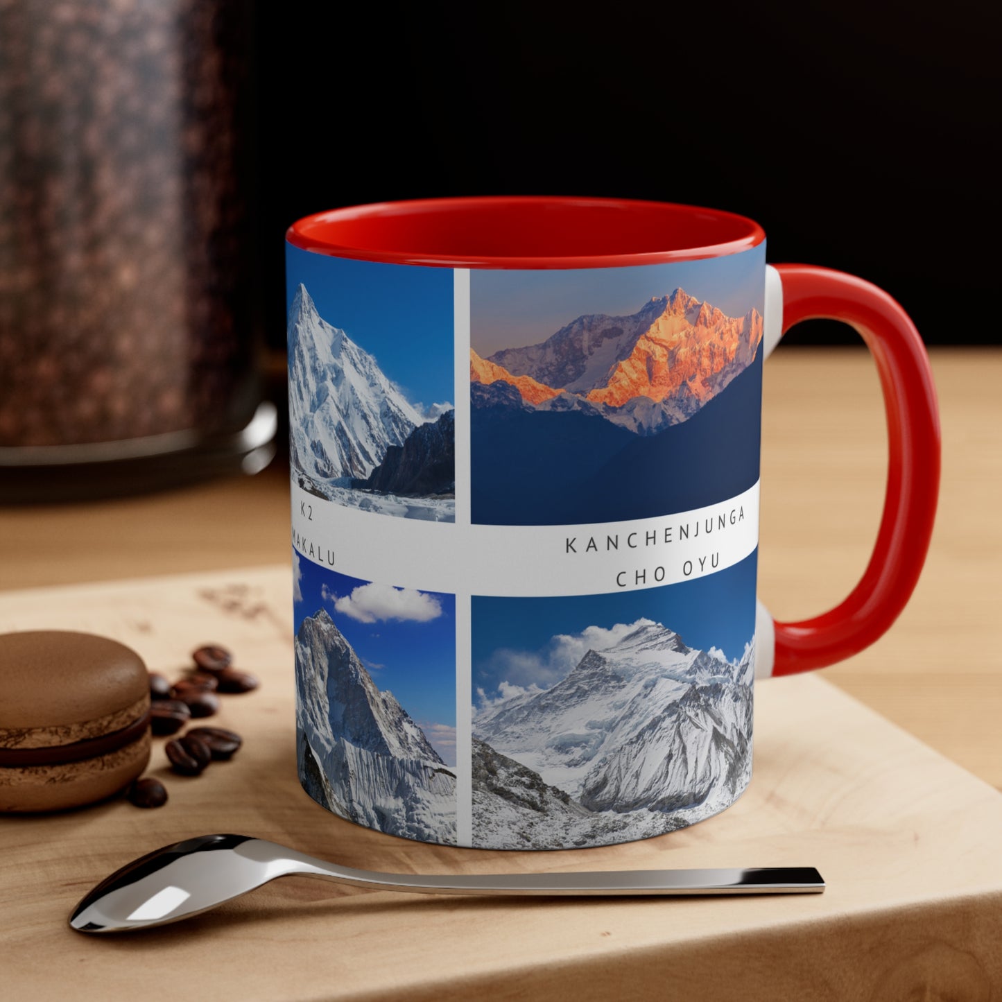 Top 6 tallest peaks in the world for the true Alpinists! This Travel Accent Coffee Mug is a part of a Travel Series for you to choose from. 11oz. Great as a gift or get one to enjoy yourself.