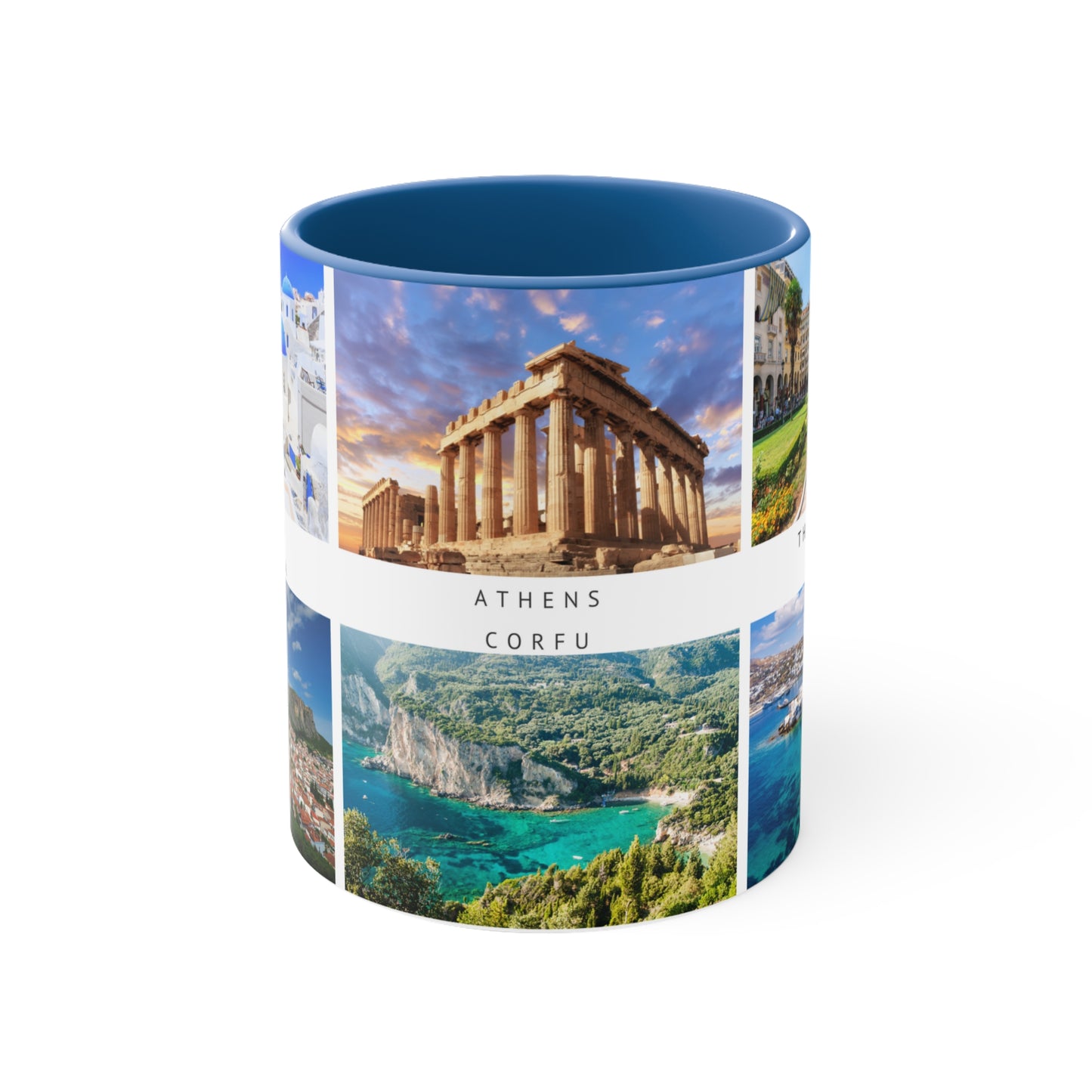 Greece! This Travel Accent Coffee Mug is a part of a Travel Series for you to choose from. 11oz. Great as a gift or get one to enjoy yourself.