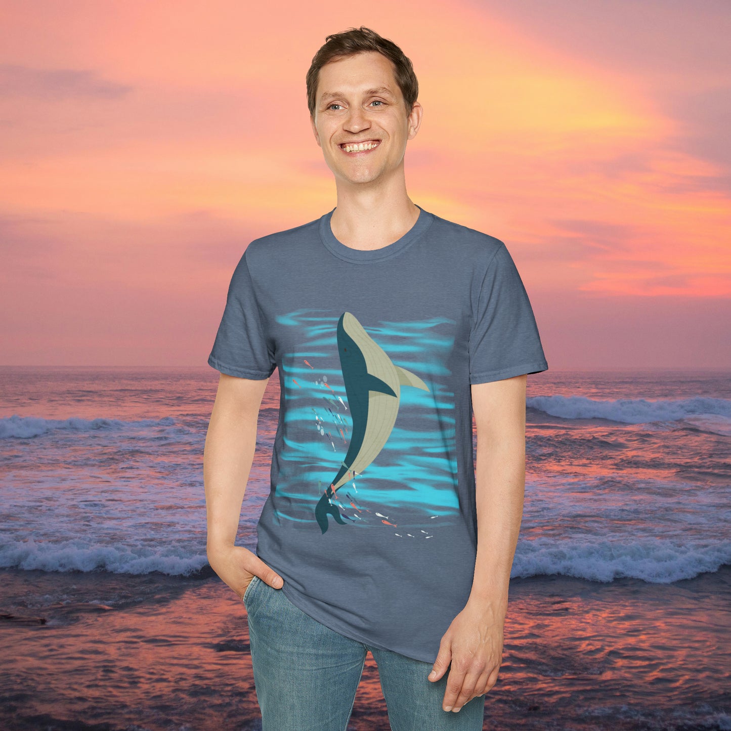 Love whales? Who doesn’t? These magnificent marine mammals are the largest animals to ever exist and some sing beautifully. They inspired this Unisex Softstyle T-Shirt design.