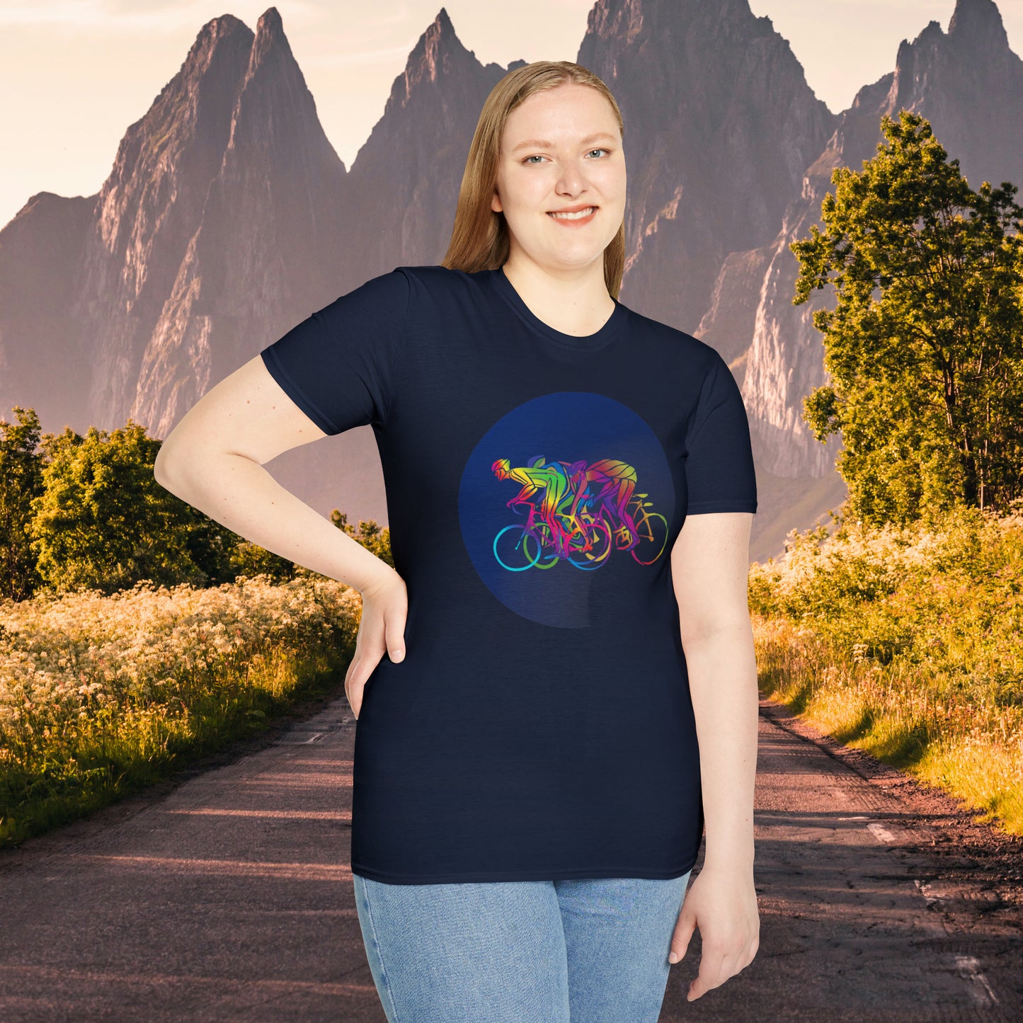 Fun and colorful biker inspired Unisex Softstyle T-Shirt.