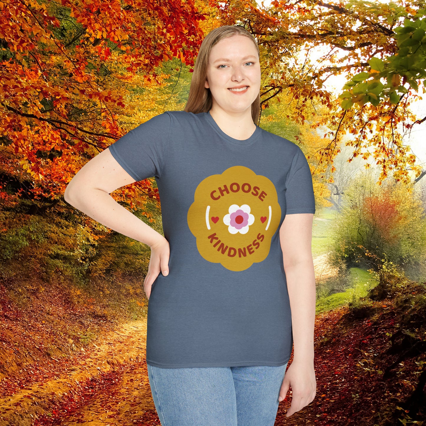 Flowery “CHOOSE KINDNESS” message on the shirt for you! This is a Unisex Softstyle T-Shirt.