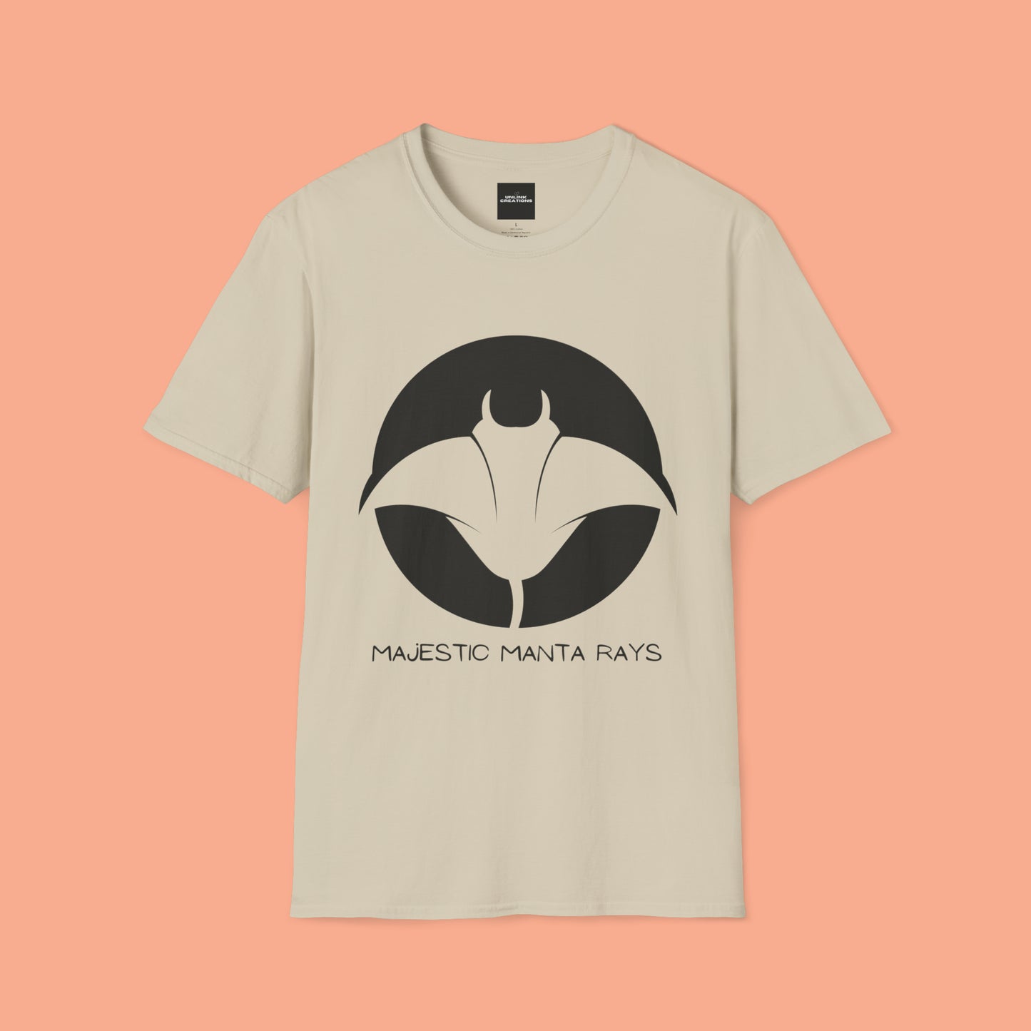 Black and white Majestic Manta Rays Design on this Unisex Softstyle T-Shirt. These giants seemingly fly through the water so gracefully, just watch and don’t touch.