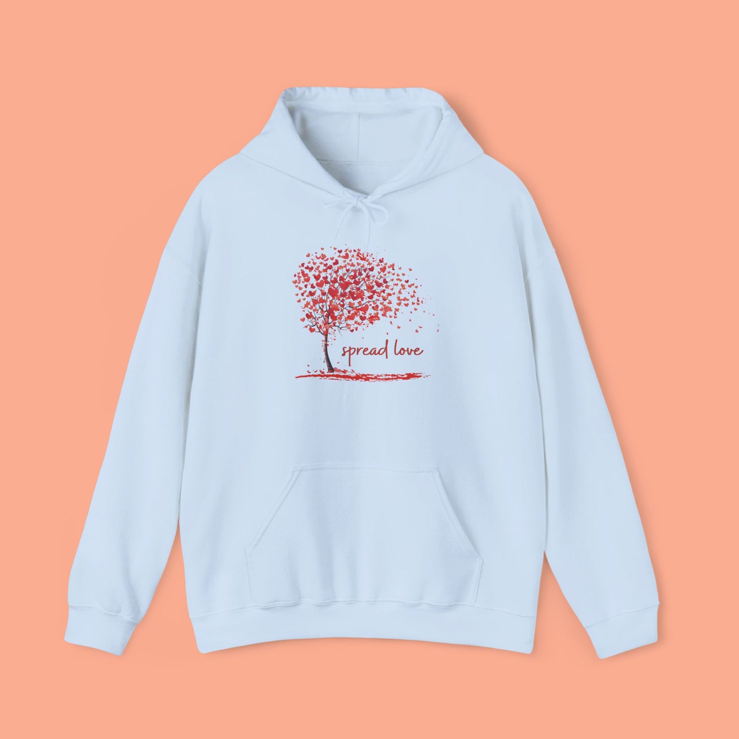 Spread love-heart filled tree Heavy Blend™ Hooded Sweatshirt