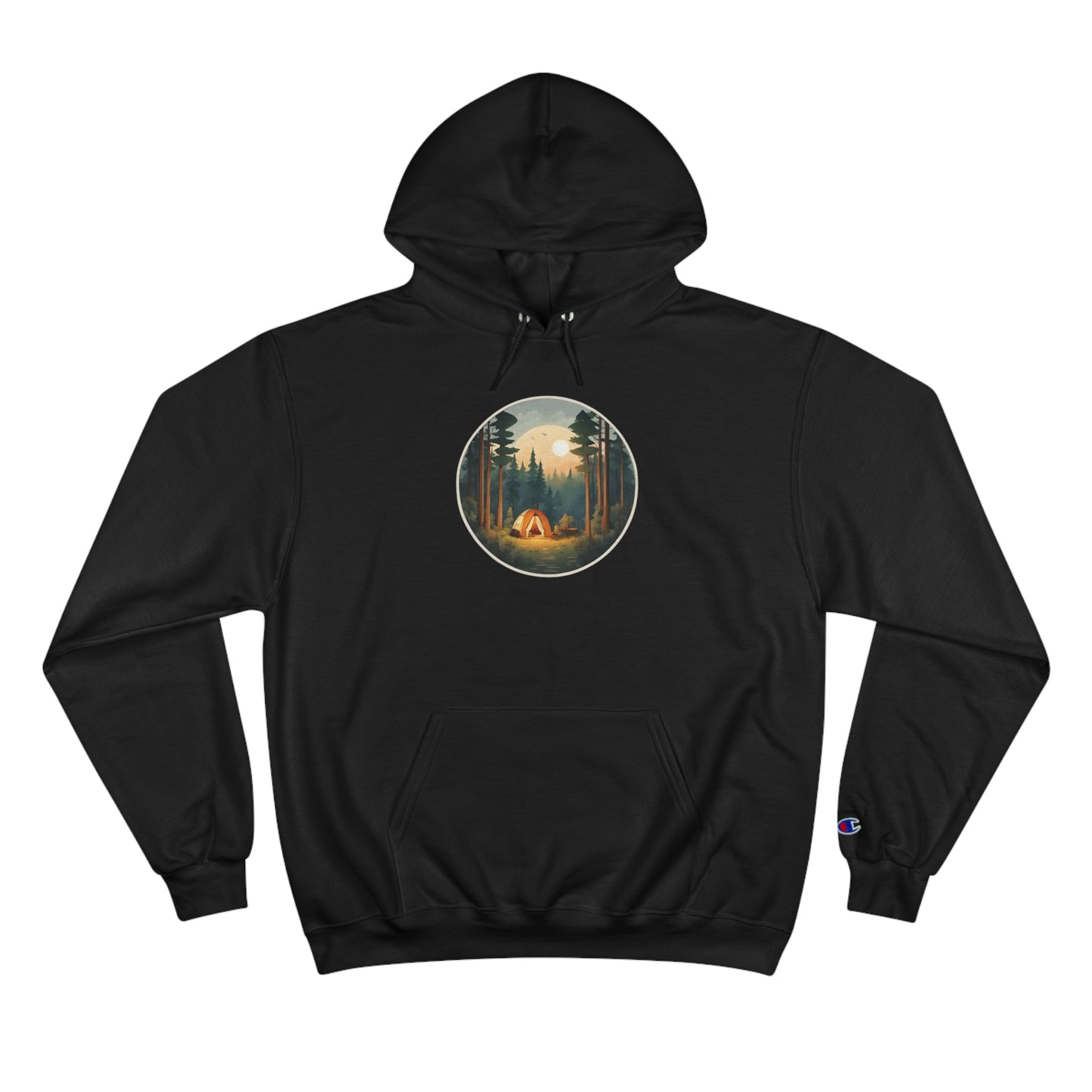 Nature Lover Champion Hoodie - Front and Back Camping Design