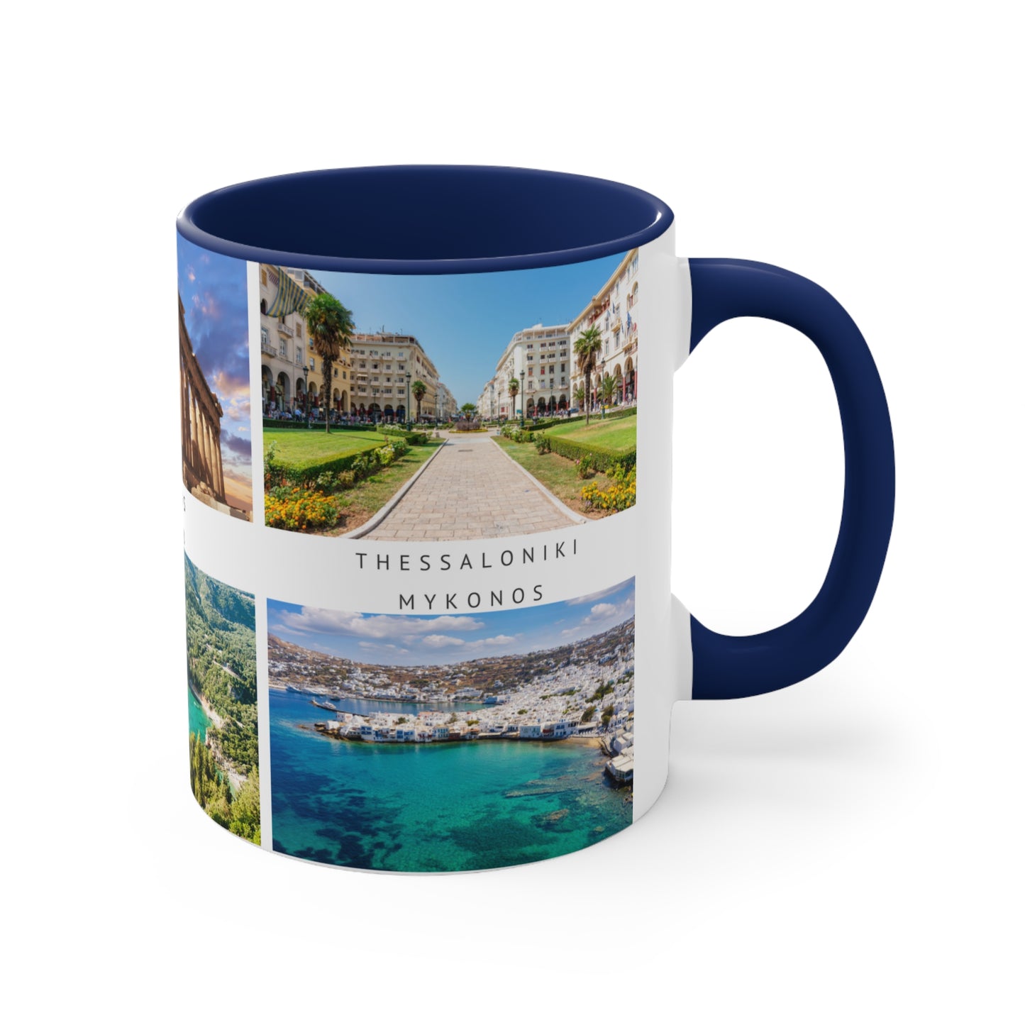 Greece! This Travel Accent Coffee Mug is a part of a Travel Series for you to choose from. 11oz. Great as a gift or get one to enjoy yourself.