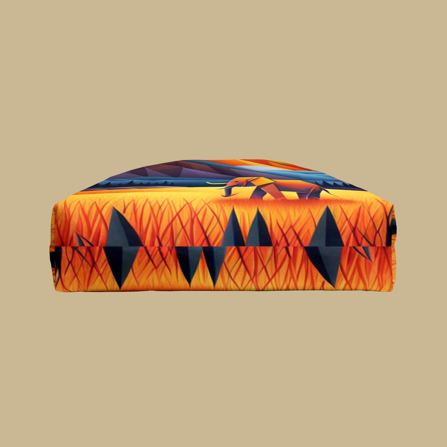 Colorful mountains with an elephant inspired Origami style design on this Weekender Tote Bag.