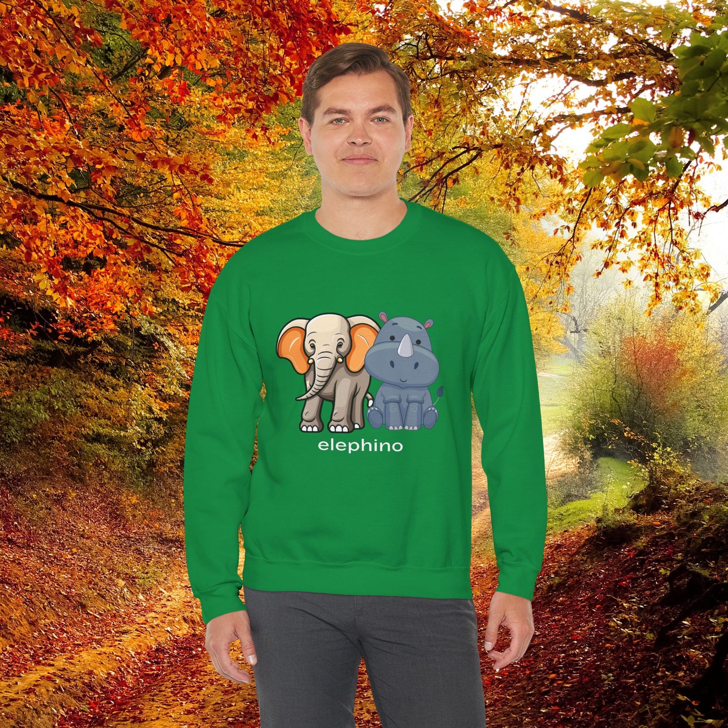 Funny Wildlife Elephino Crewneck Sweatshirt