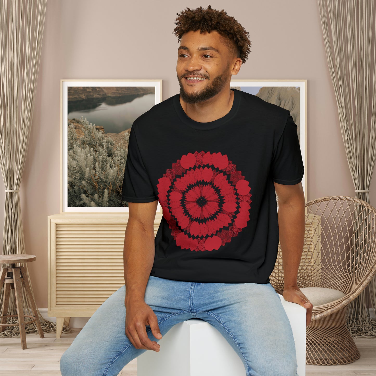 Abstract pattern design waiting for you to enjoy on this is a Unisex Softstyle T-Shirt.