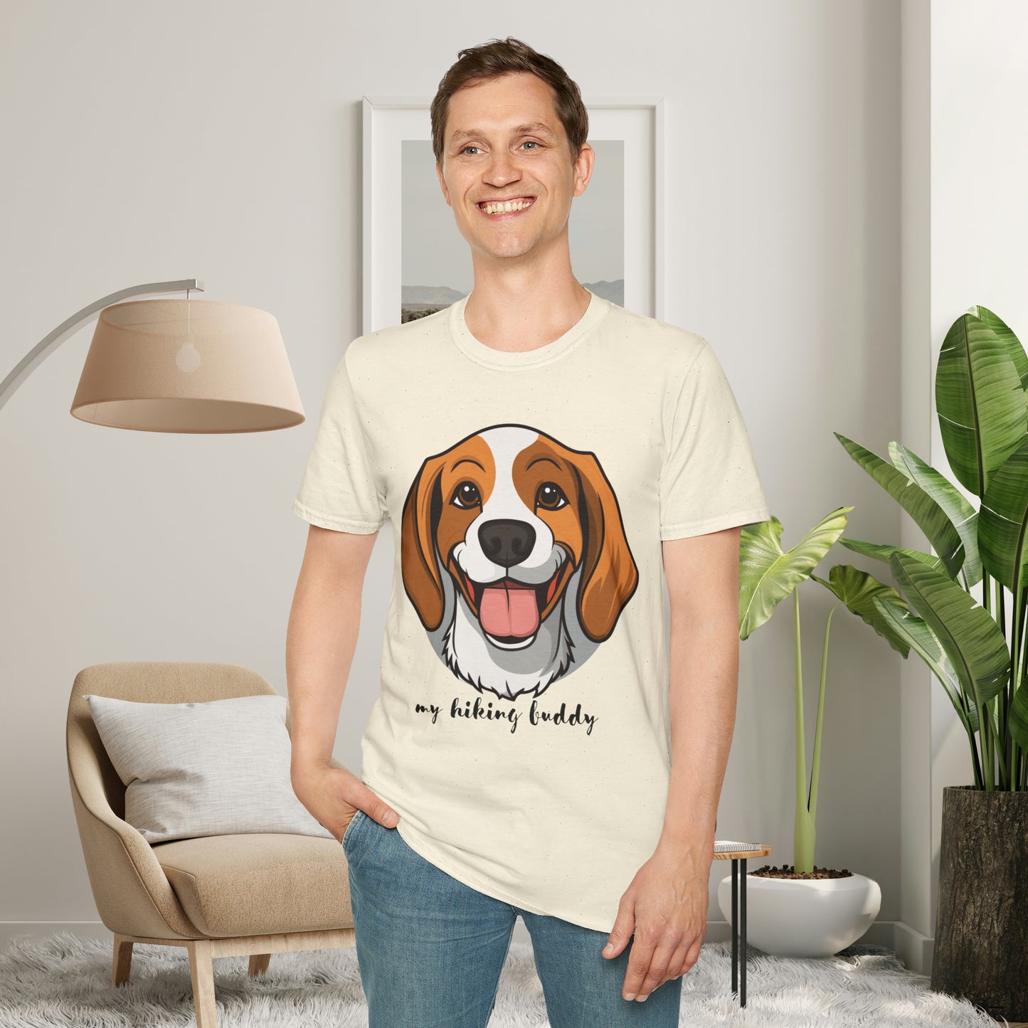 A great shirt for the dog lover who just can’t imagine a hike without their furry friend. This is a Unisex Softstyle T-Shirt.