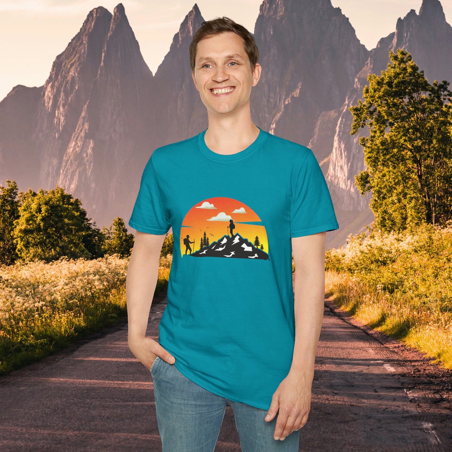 Great shirt for that hiker who just loves to be outdoors to climb mountains or be one with nature on this Unisex Softstyle T-Shirt.