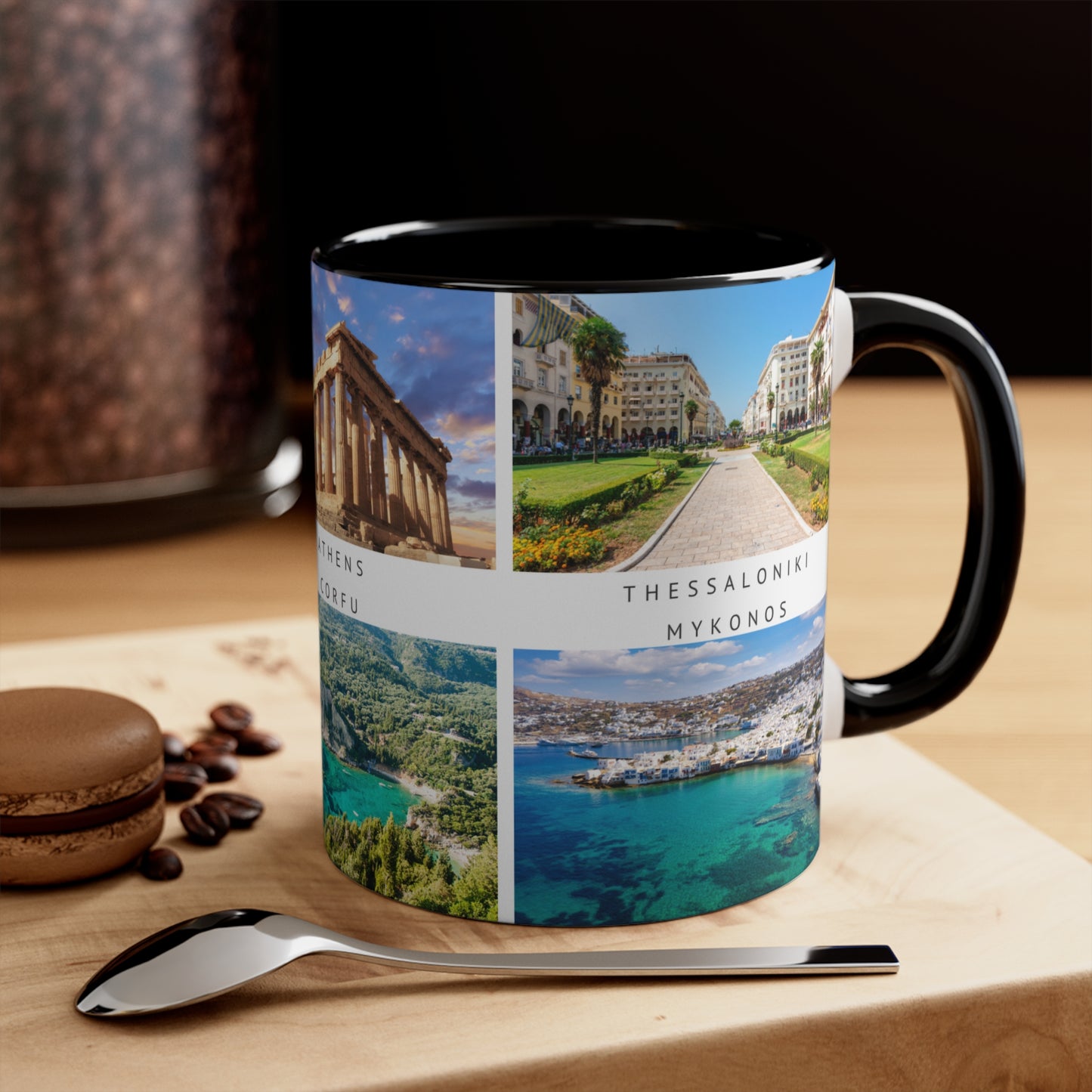 Greece! This Travel Accent Coffee Mug is a part of a Travel Series for you to choose from. 11oz. Great as a gift or get one to enjoy yourself.
