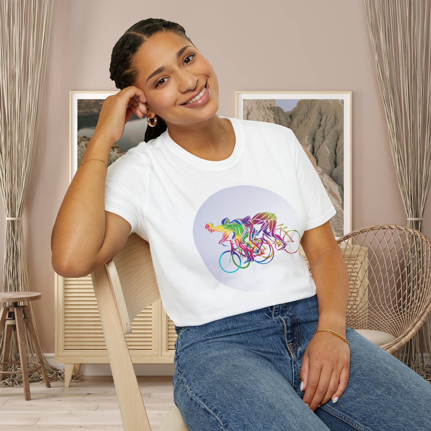Fun and colorful biker inspired Unisex Softstyle T-Shirt.