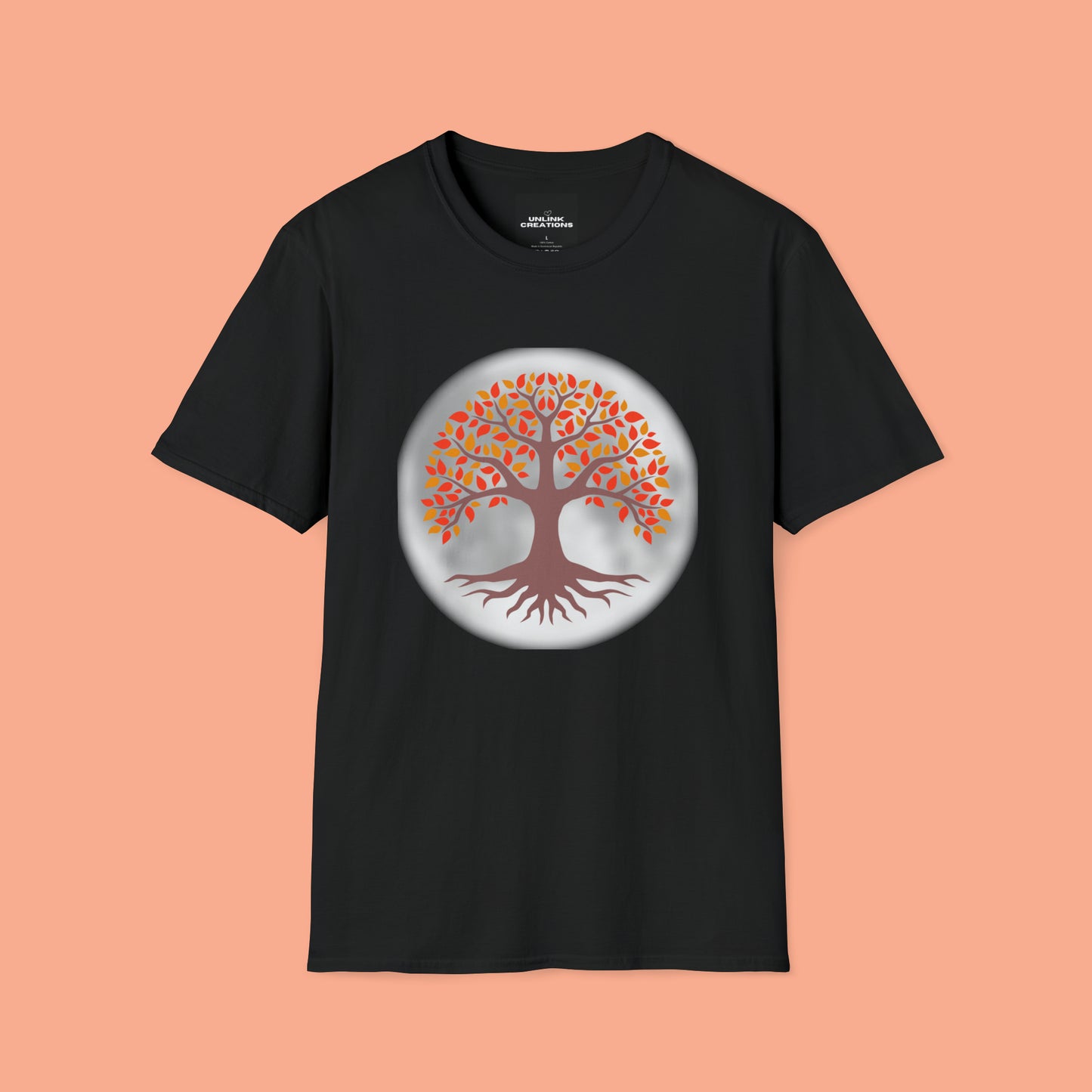 Beautifully strong tree with the moon as its backdrop on this Unisex Softstyle T-Shirt.